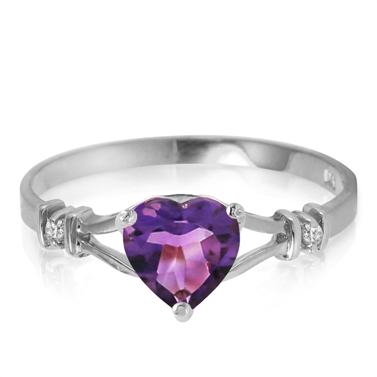 0.47 Carat 14K Solid White Gold Diamond & Purple Amethyst Ring for Women - Elegant Birthstone Jewelry Gift for Anniversary, Engagement & Special Occasions