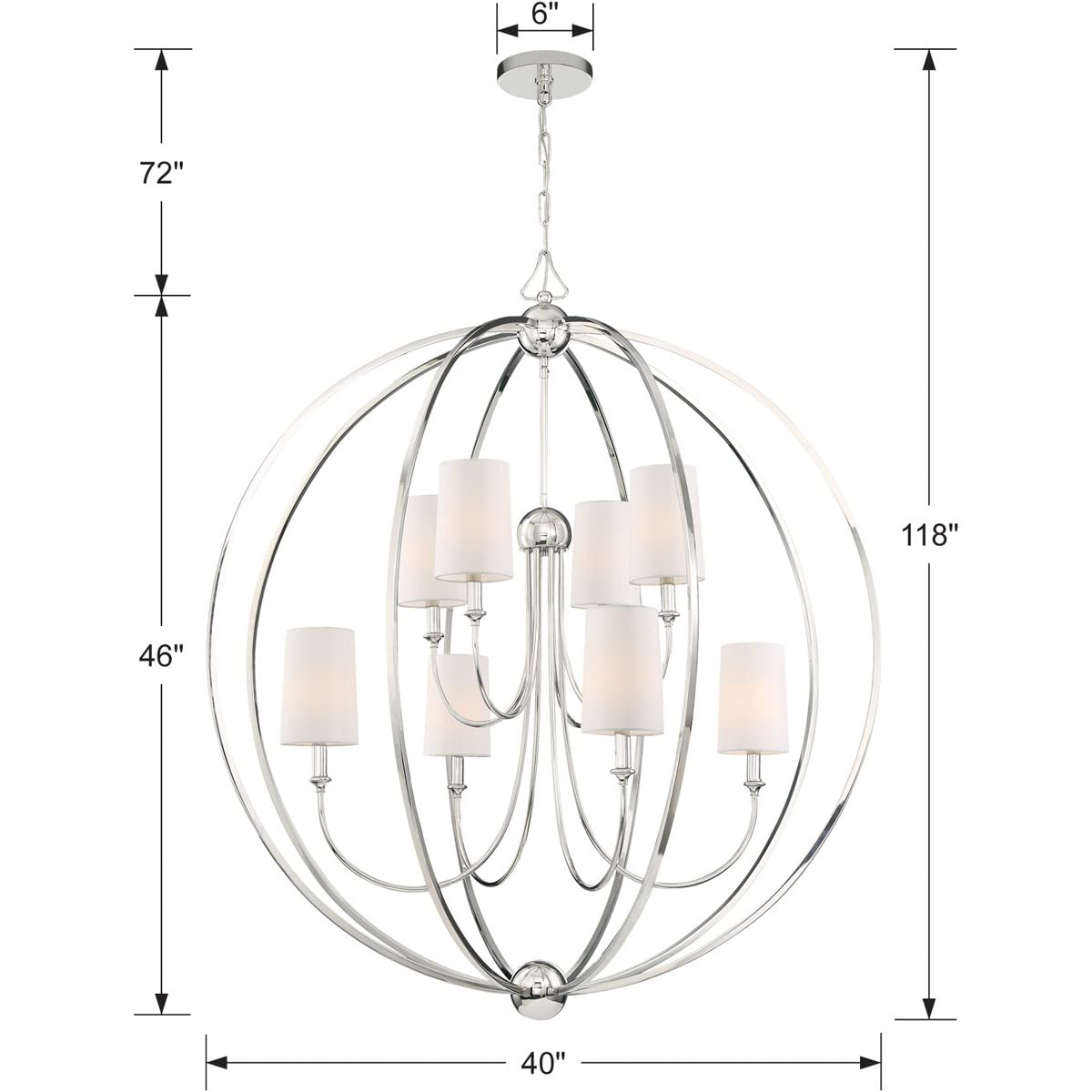 Stylish Crystorama Libby Langdon Sylvan 8-Light Polished Nickel Chandelier - Elegant Dining Room & Living Room Lighting Fixture for Modern Homes