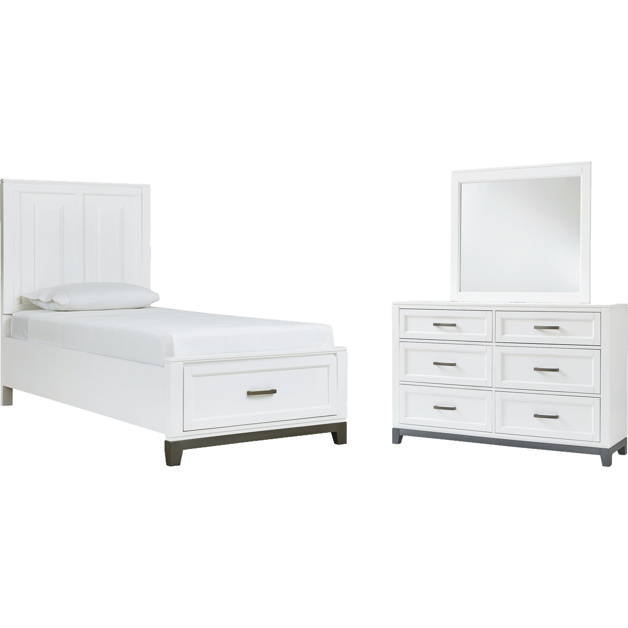 Brynburg 5-Piece Twin Bedroom Set in White - Perfect for Kids' Rooms, Guest Bedrooms & Cozy Dorm Decor