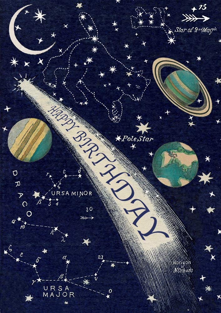 Madame Treacle Planets, Constellations & Shooting Star Birthday Card - Unique Celestial Theme Greeting Card for Astronomy Lovers, Space Enthusiasts & Star Gazers - Perfect for Birthdays, Anniversaries & Special Occasions