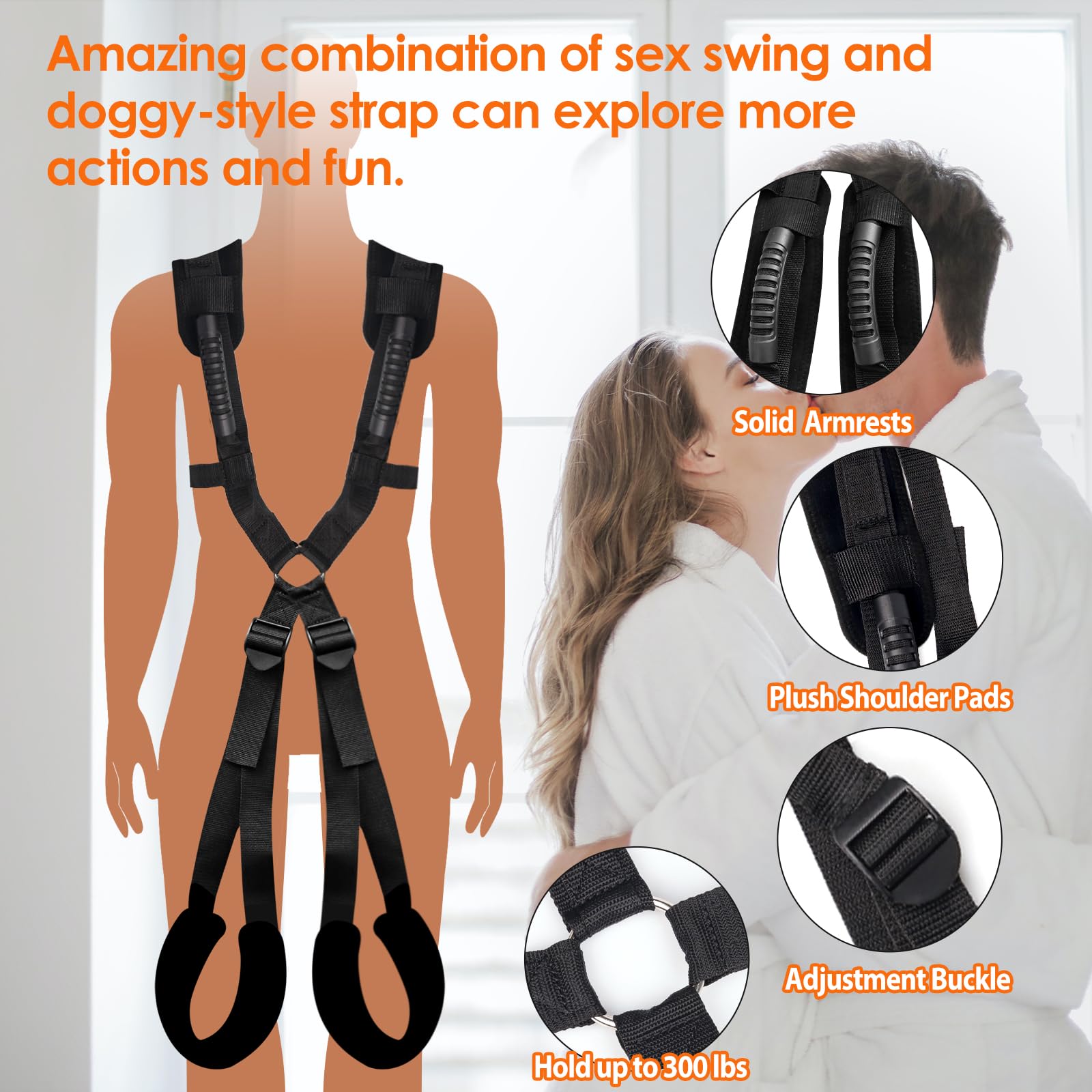 Premium BDSM Bondage Sex Swing for Couples - Adjustable Straps, Soft Plush Padding, 300lb Capacity - Perfect for Bedroom Play, Spice Up Your Sex Life, Adult Bondage Toy for Adventurous Couples