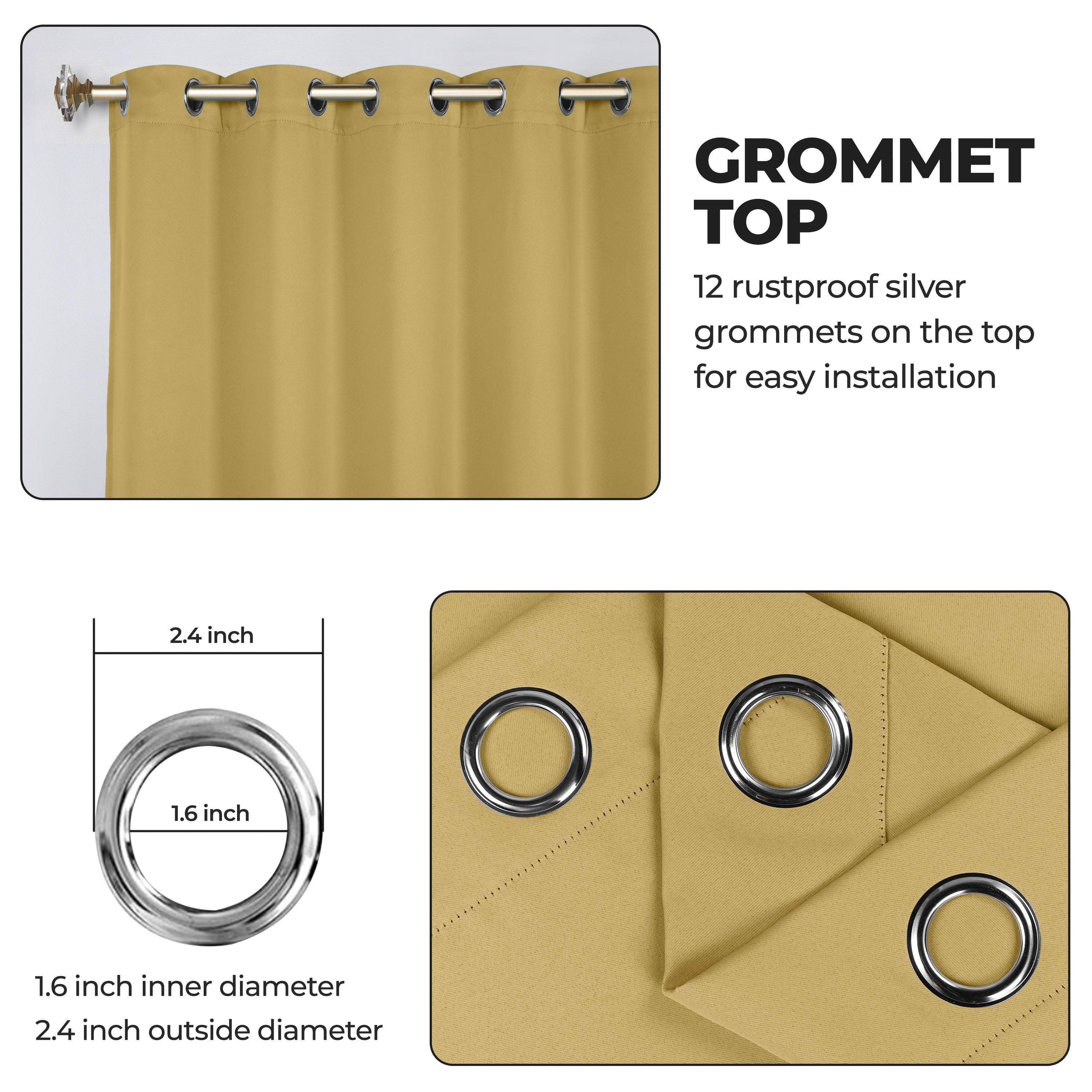 Machine Washable Blackout Curtains Set of 2 - Solid Color Room Darkening Window Treatments for Bedroom & Nursery - Blocks Light & Noise for Better Sleep