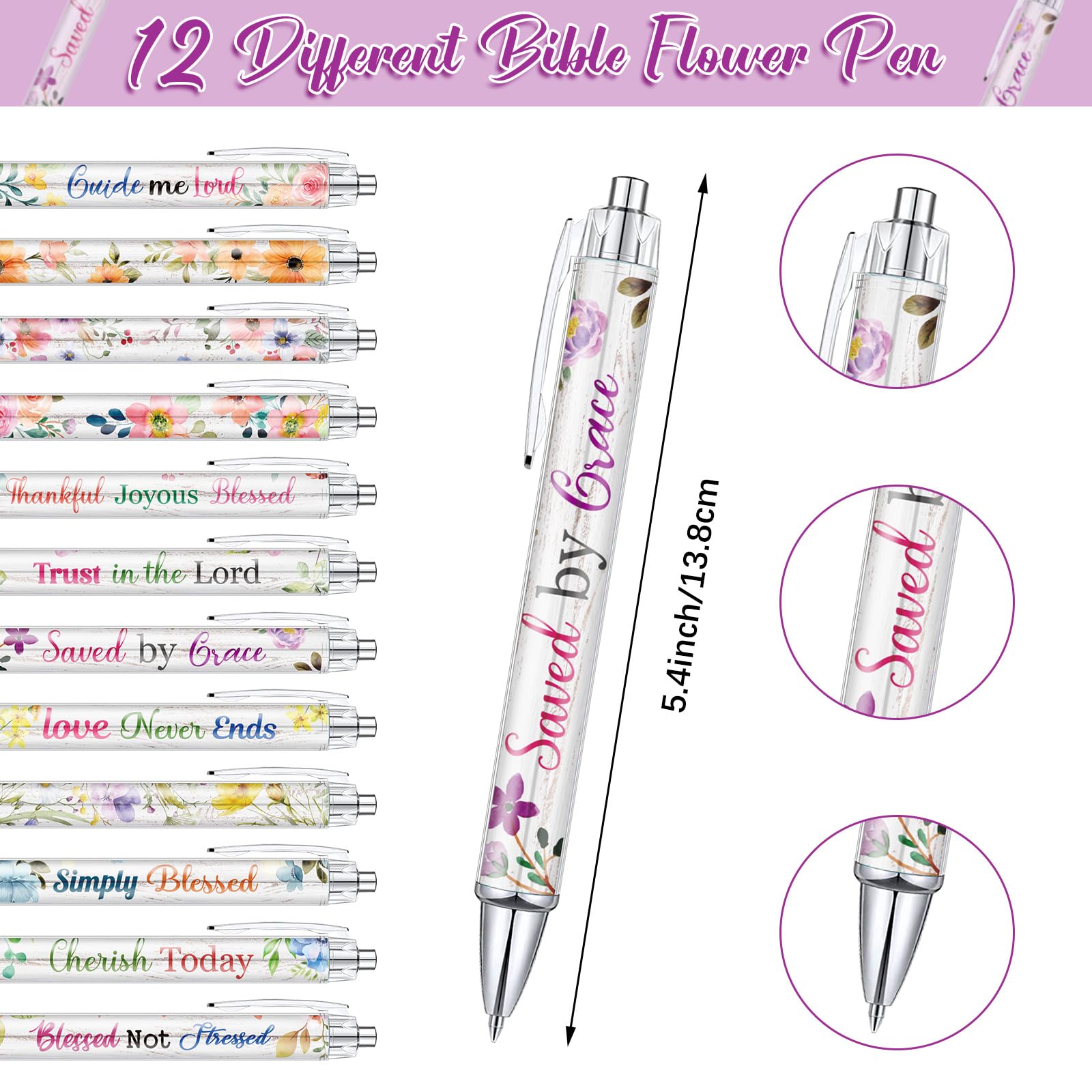36 Pcs Christian Gift Set - 12 Bible Pens, 12 Notebooks & 12 Case Bags - Religious Gifts for Women & Men - Bible Study Journaling Supplies - Perfect for Church, Office & Daily Devotional Use