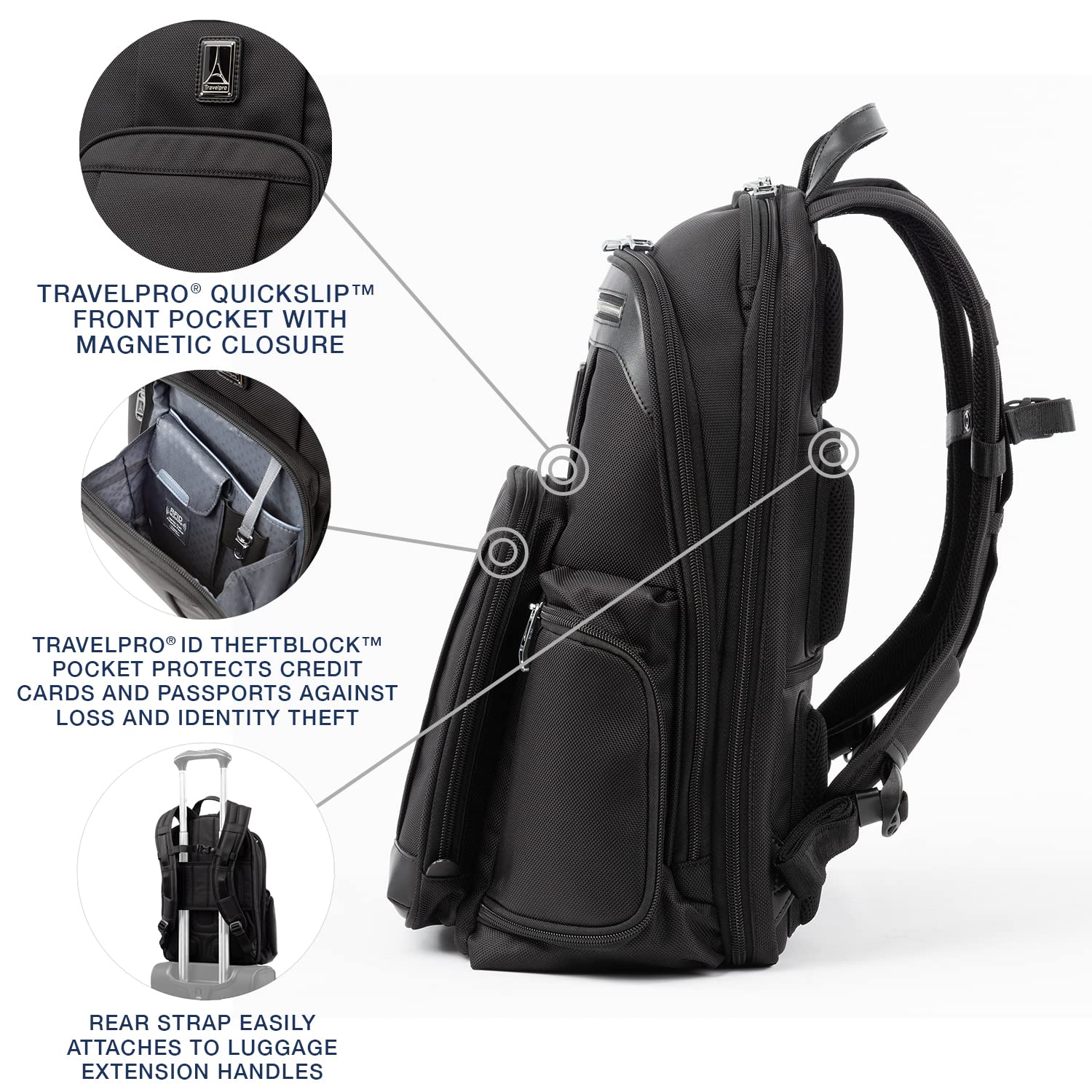**Travelpro Platinum Elite Business Laptop Backpack for Men & Women – Fits 17.5 Inch Laptop – Durable & Stylish Work & Travel Backpack in Shadow Black – Perfect for Business Trips, Commuting & Office Use**