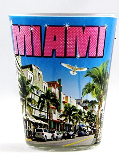 Miami Florida Themed Blue Colorful Collage Shot Glass - Perfect for Parties, Gifts & Beach-Themed Events