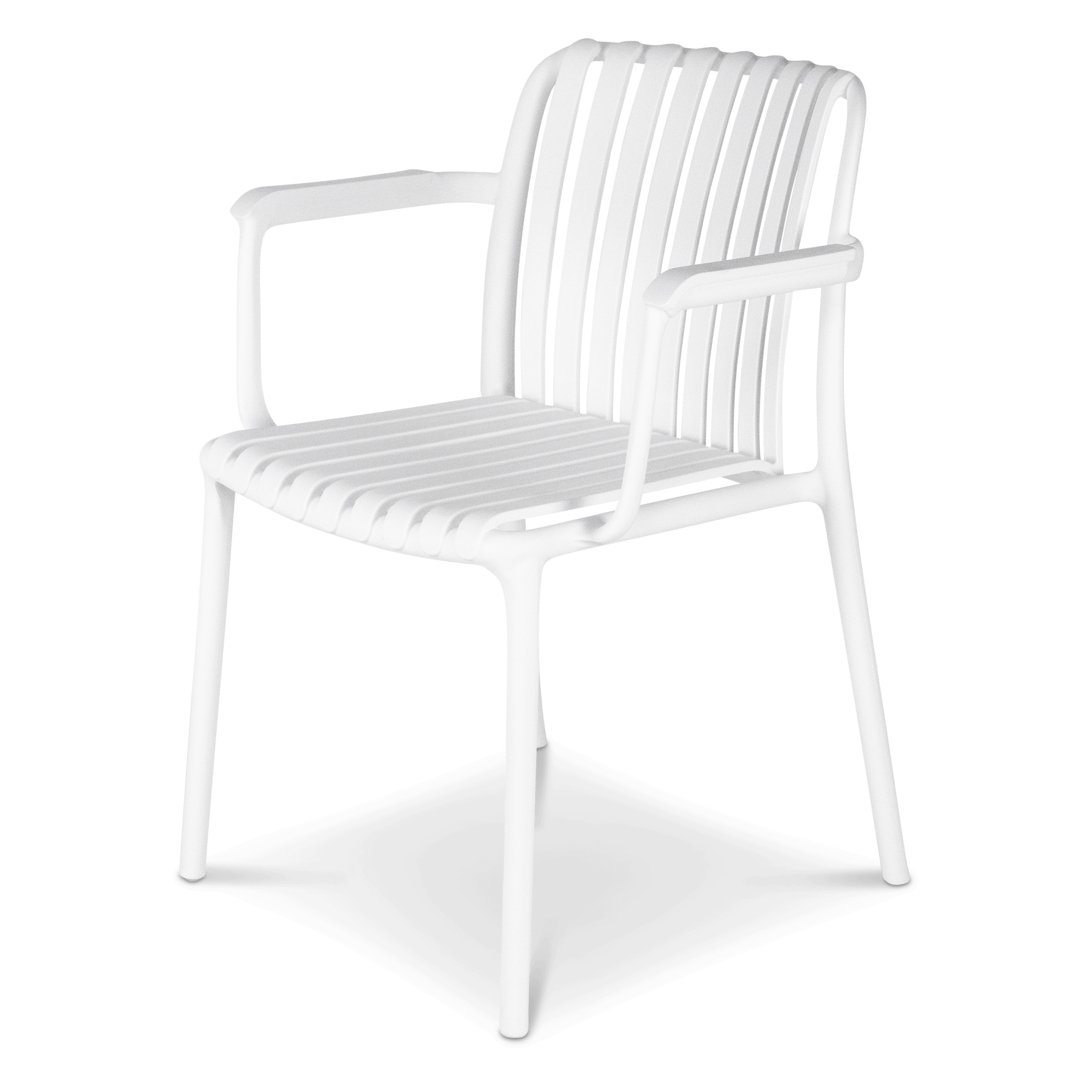 Premium UV Polypropylene Dining Chair with Arms - Arctic White - Weatherproof & Durable for Indoor/Outdoor Use - Perfect for Patio, Garden, and Restaurant Settings