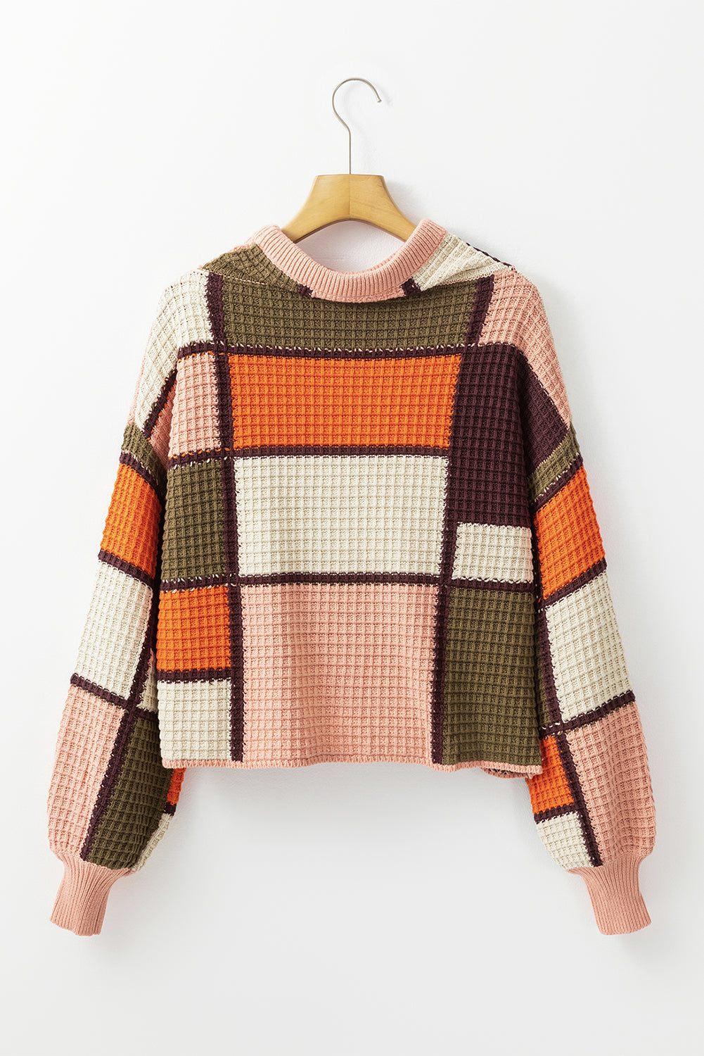 Stylish Drawstring Color Block Mock Neck Sweater for Women | Trendy Pullover with Adjustable Neckline | Perfect for Casual Outings, Office Wear & Fall Layering