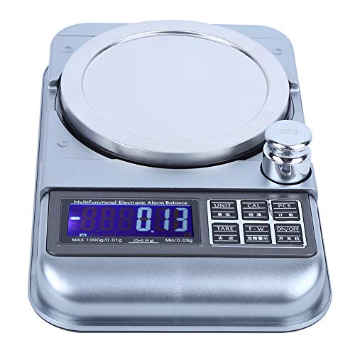 Precision Digital Jewelry Scale 1000g x 0.01g - Portable Electronic Gram Scale with LCD Display & Alarm Function - Perfect for Jewelers, Pharmacists & Coin Collectors (Battery Powered)