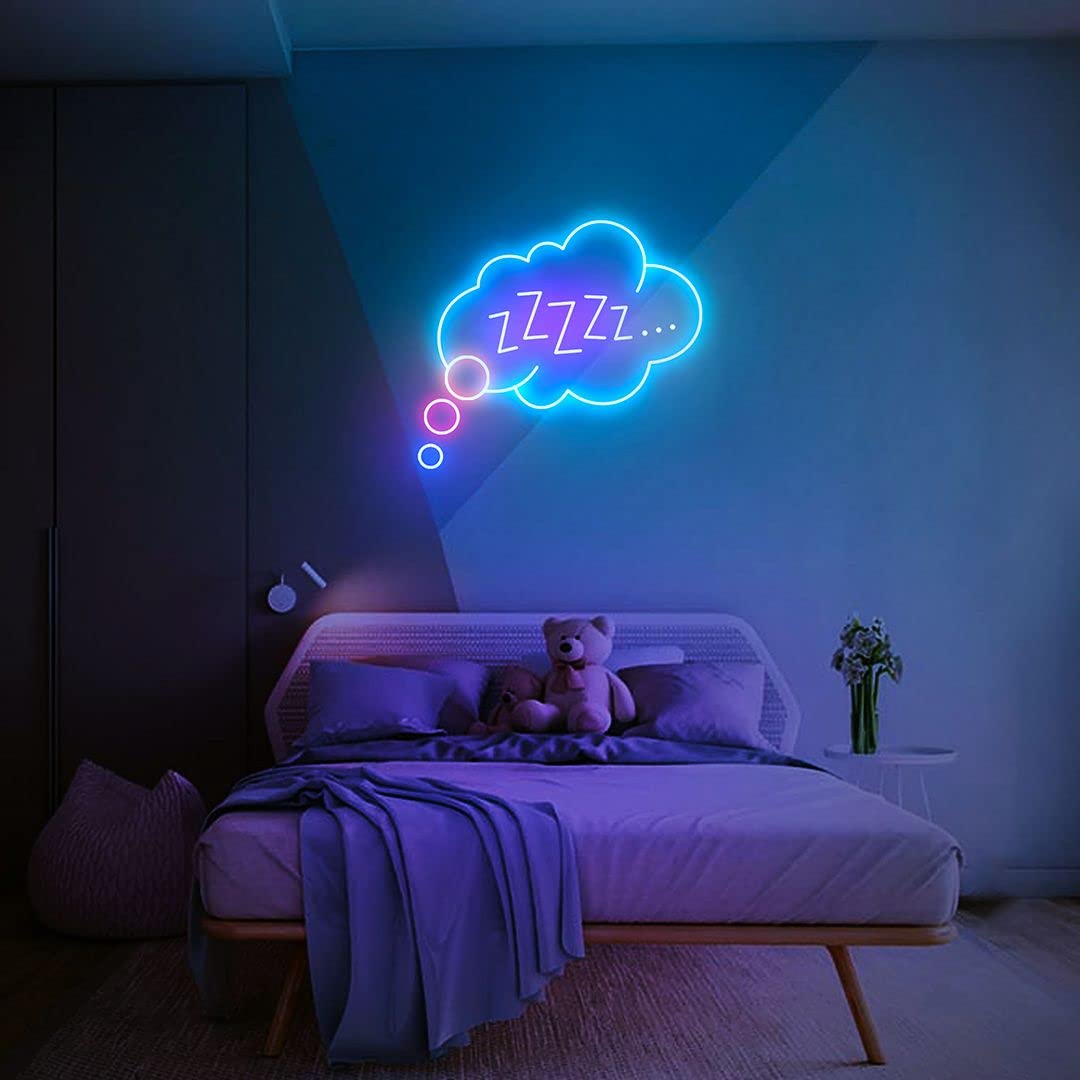Goodnight Sleeping Zzzz Neon Sign - Wall Decor for Bedroom, Home, Wedding & Party | Aesthetic LED Neon Lights for Room, Bathroom & Kitchen Décor | Perfect for Night Lights, Nursery Decor & Relaxing Ambience