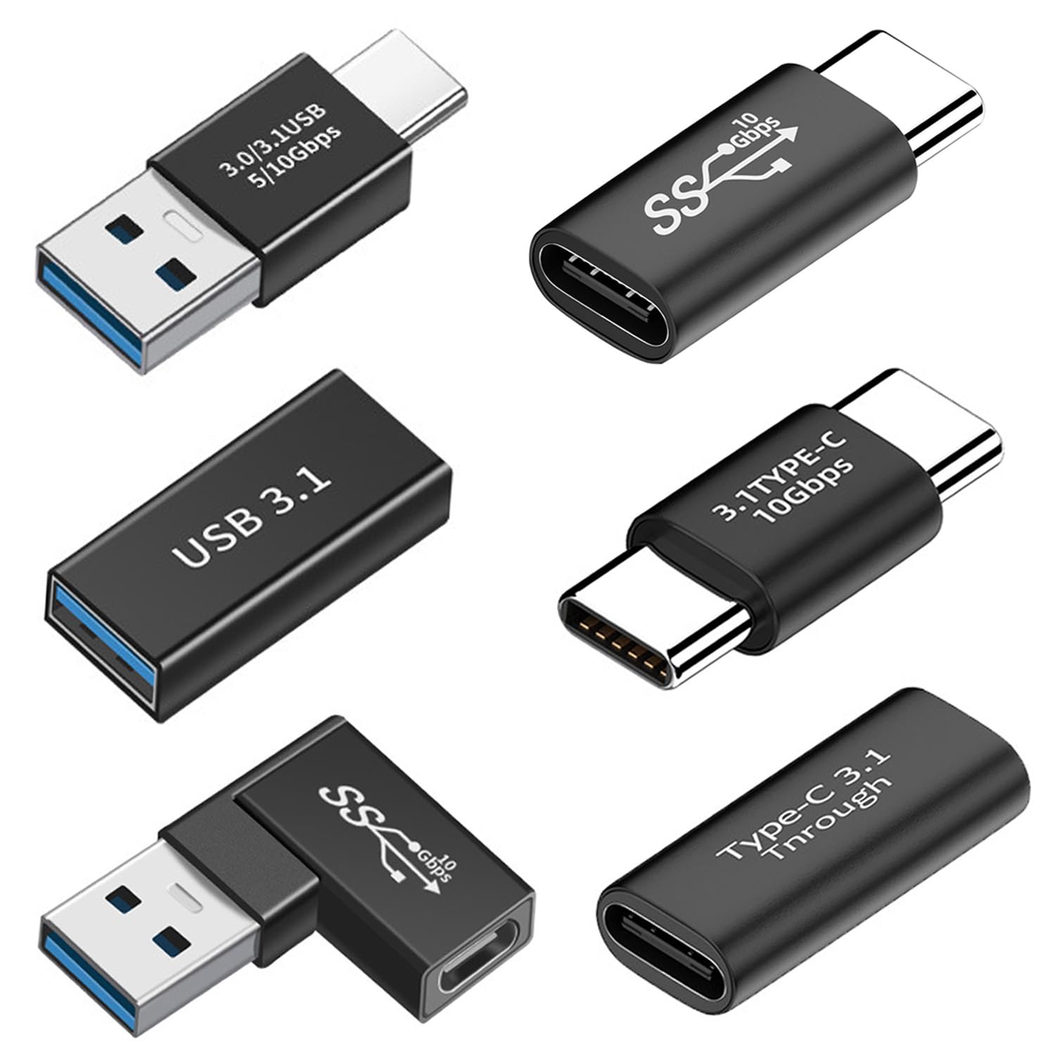 Herfair 6-Pack USB C to USB Adapter, Type C Male to USB A Female Converter Kit for Fast Charging & Data Transfer - Compatible with Laptops, Phones, Tablets, MacBook, Samsung Galaxy (Perfect for Travel, Office & Home Use)