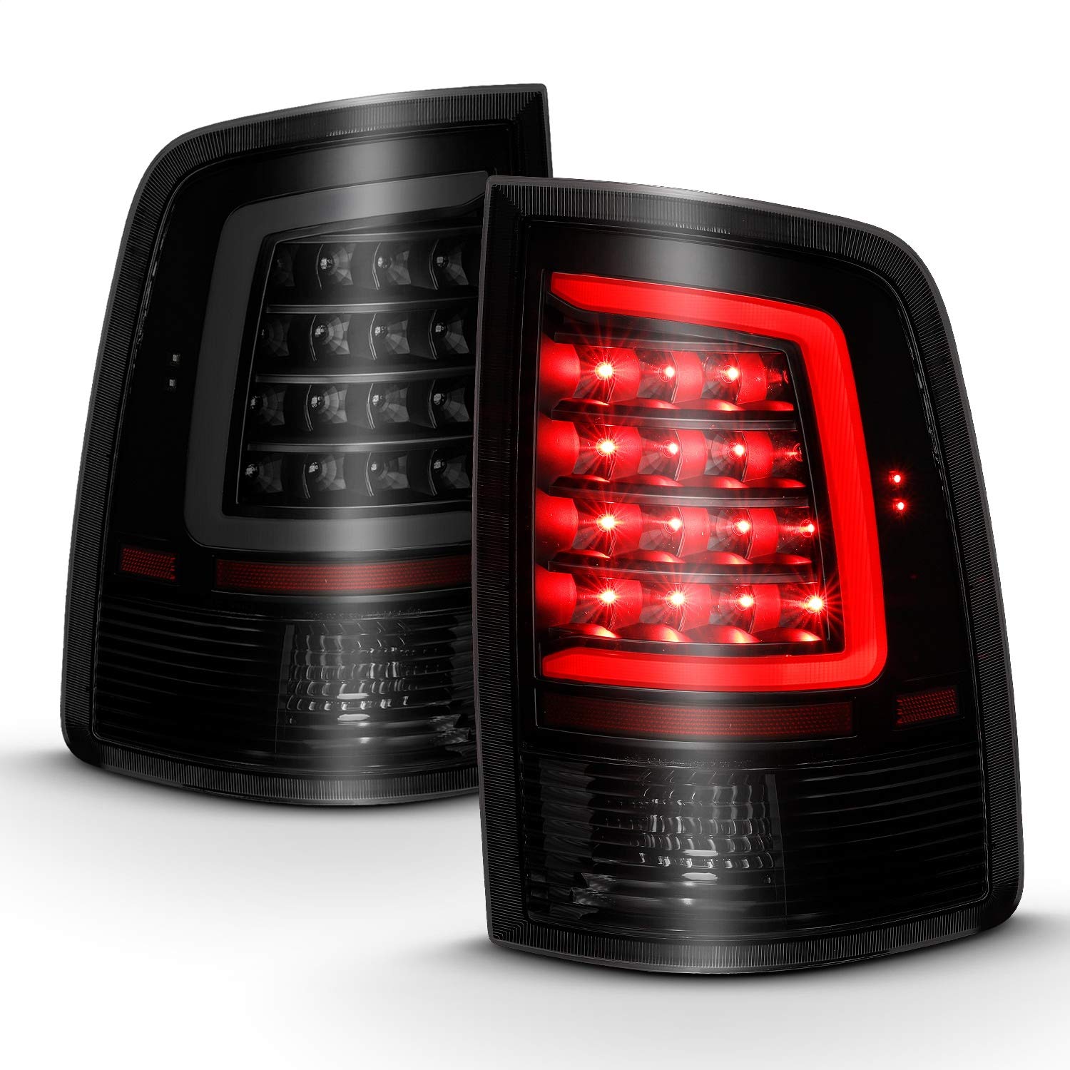 ANZO USA 311319 LED Tail Lights for Dodge Ram 1500 (2009-2018) - Smoke Lens, DOT Approved, Easy Installation - Upgrade Your Truck's Style & Safety for Night Driving