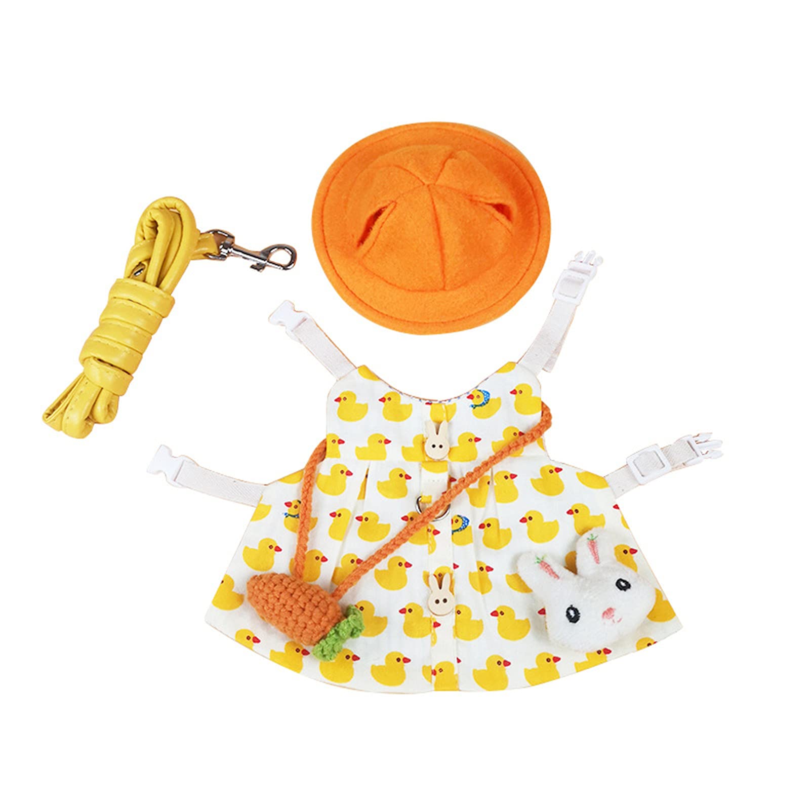 Cute Guinea Pig Clothes & Bunny Ferret Outfits with Rabbit Harness Leash Set - Mini Hat, Bag & Brooch for Kittens & Small Pets | Perfect for Pet Fashion Shows, Photo Shoots & Daily Walks