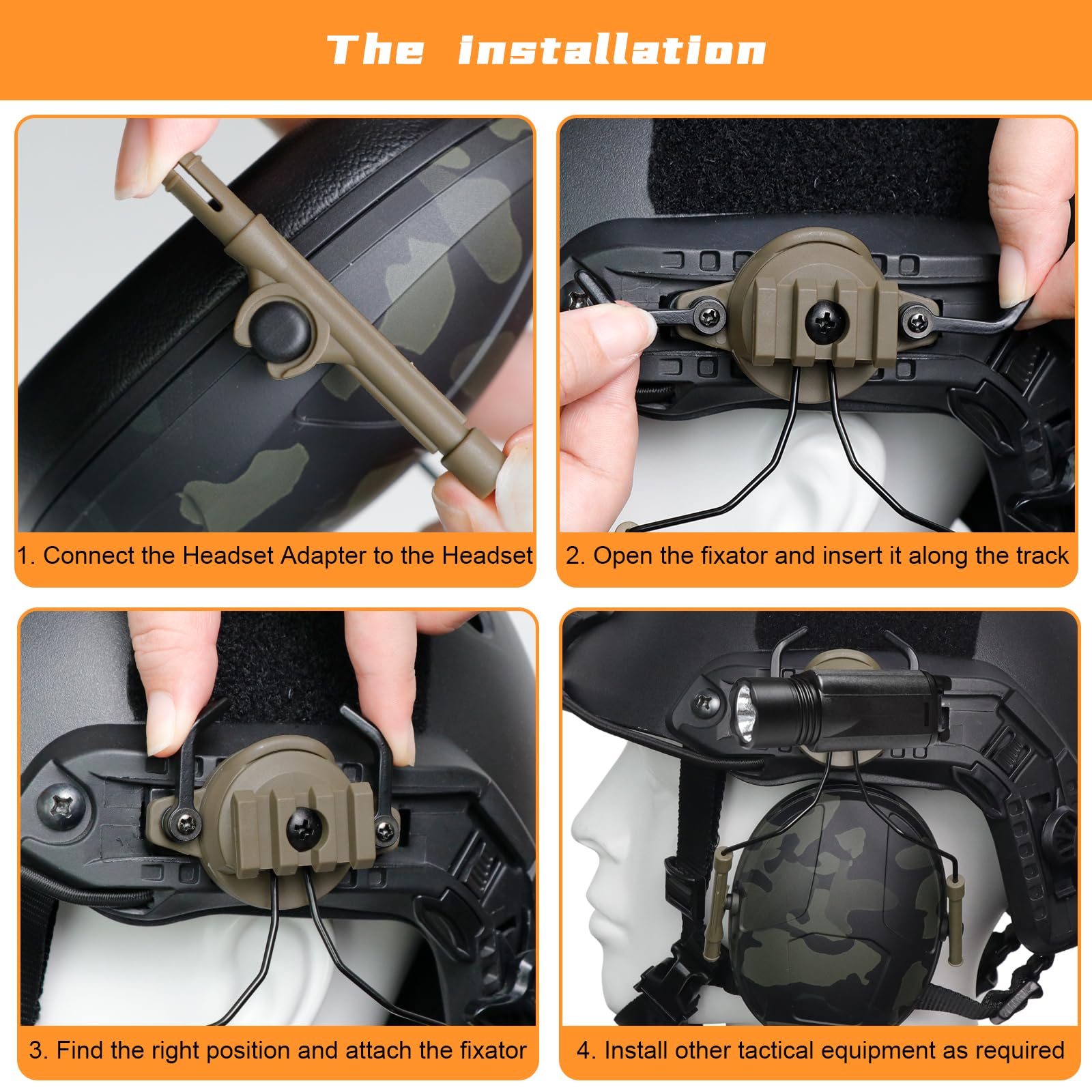 Tactical Helmet Rail Headset Adapter - Fast ARC Rail System for Airsoft Ear Protection | Helmet Mount Bracket for Military, Shooting & Outdoor Activities