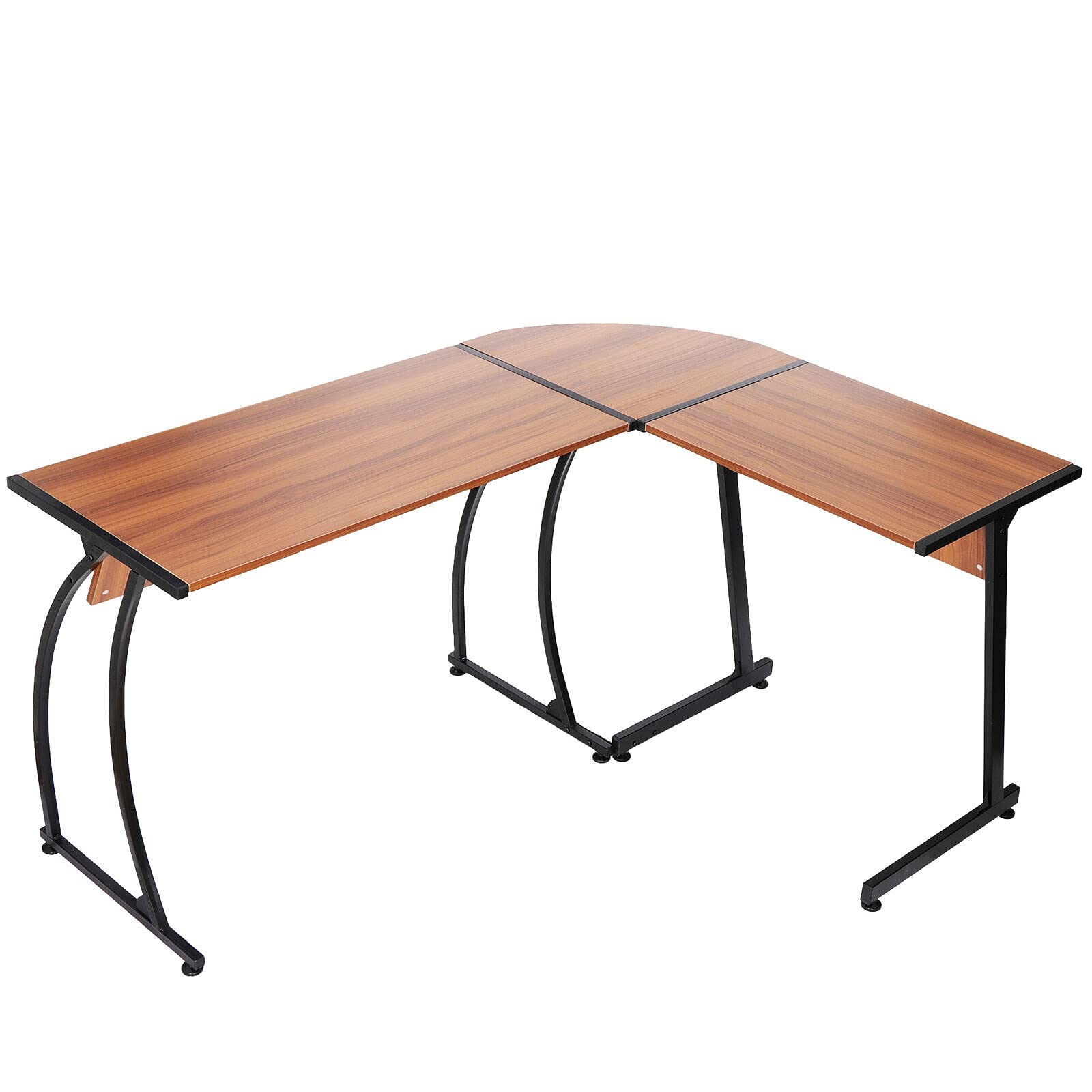 Modern L-Shaped Corner Computer Desk for Home Office - Bright Walnut Finish, Ergonomic Study & Workstation Writing Desk for Laptop & PC - Perfect for Small Spaces, Gaming & Remote Work