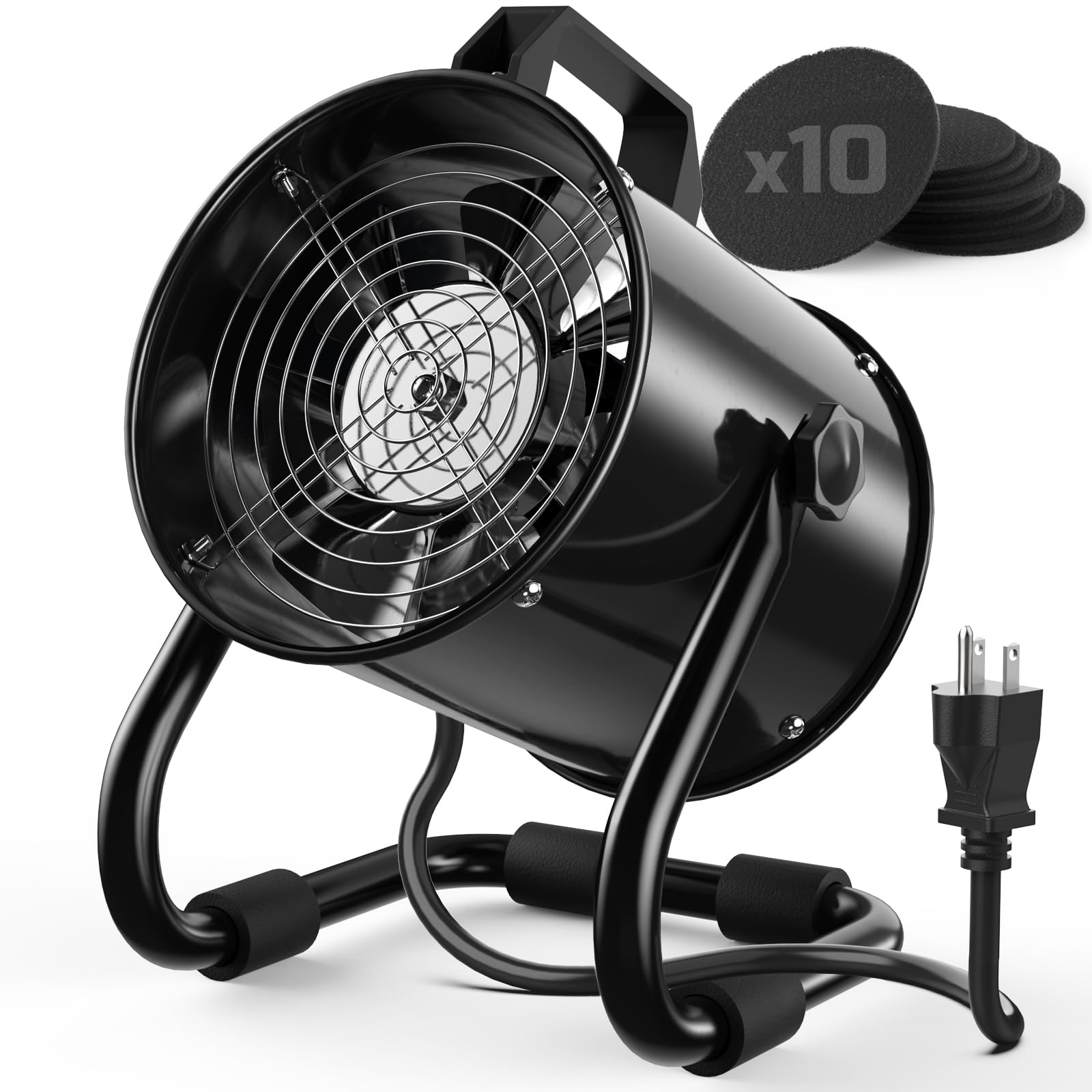 Jeebel Camp 6 Inch Portable Range Hood - 350 CFM Powerful Kitchen Exhaust Fan with 10 Reusable Activated Charcoal Filters - Aluminum Alloy Vent Hood for Indoor Cooking, BBQ, Hot Pot (Black) | Perfect for Small Kitchens, Camping, RVs, Outdoor Cooking, Home Use & Apartments - Compact & Efficient Ventilation Solution | Ideal for Apartments, Tiny Homes, Food Trucks, and Outdoor Kitchens
