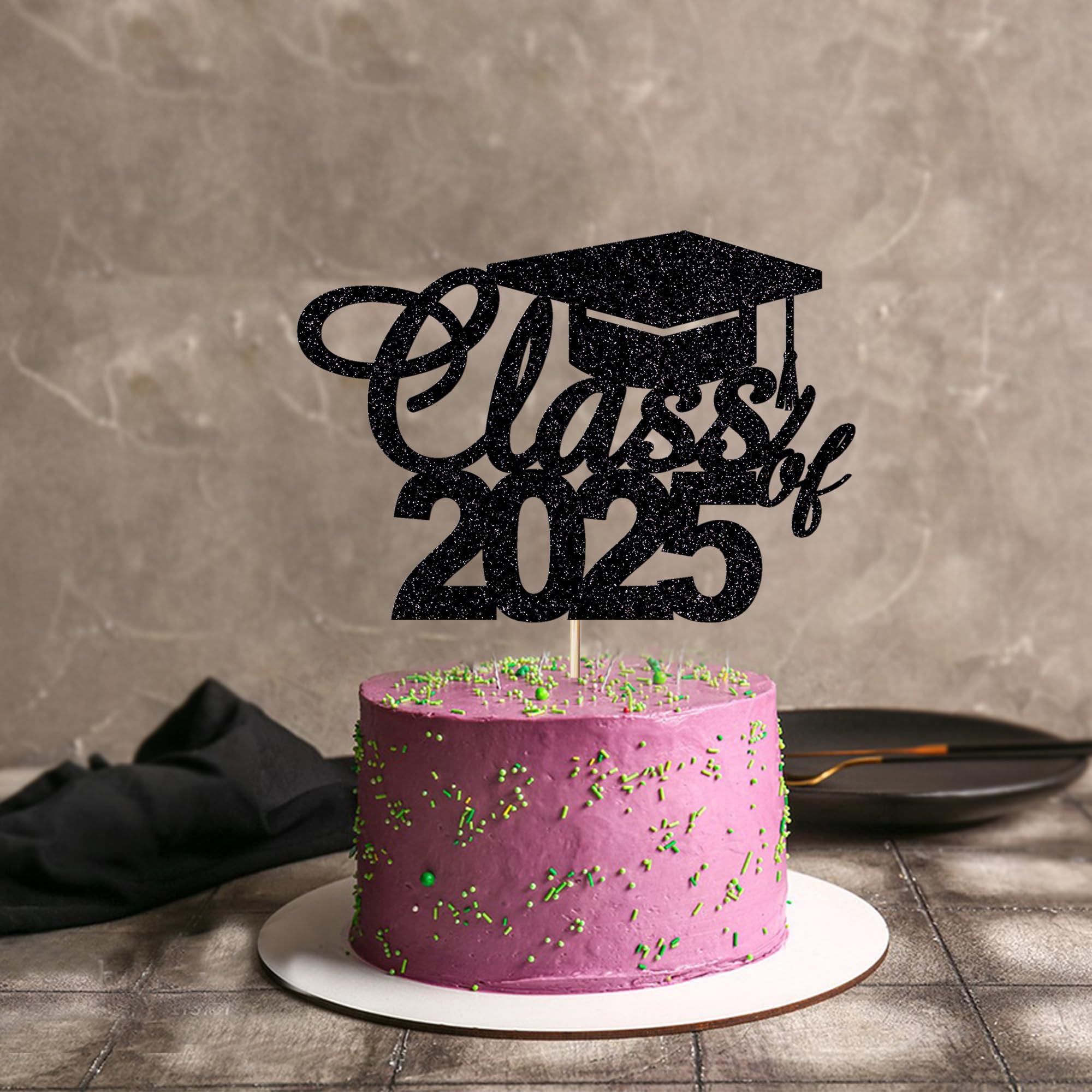 Class of 2025 Graduation Cake Topper - Elegant Black Ceremony Cake Decoration for Graduation Parties & Celebrations | Perfect for High School & College Graduation Cakes