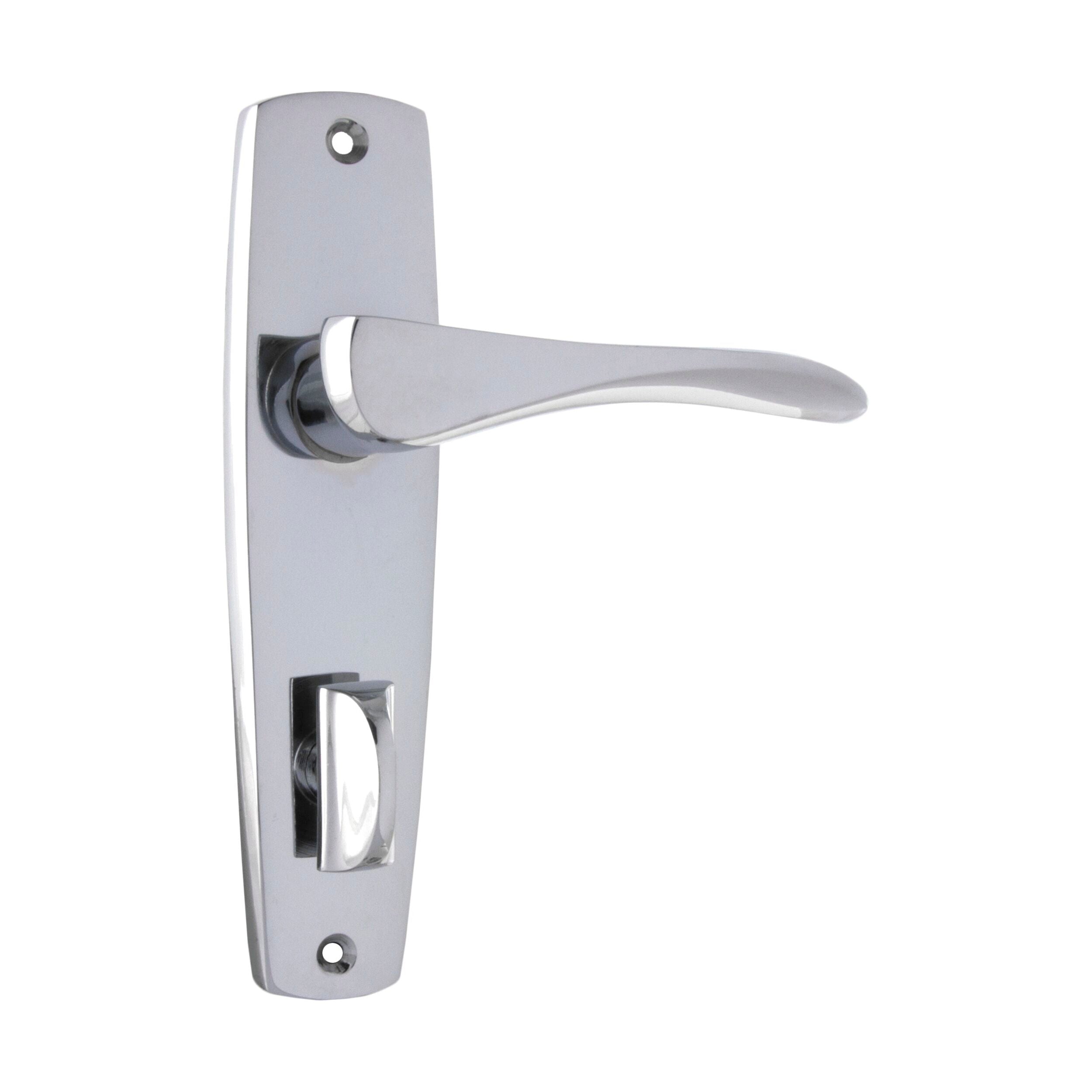 Vintage Mid Century Door Lever Set - Chrome Plated Privacy Handles (H145xW35xP47mm) for Interior Doors - Perfect for Retro Home Decor & Bedroom/Bathroom Privacy
