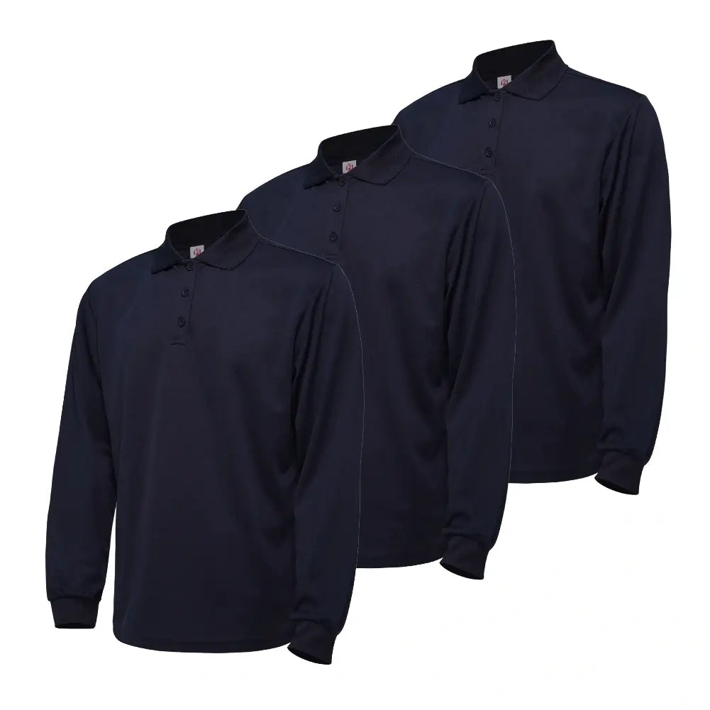 3 Pack Men's Quick Dry Long Sleeve Polo Shirts - Moisture Wicking & Breathable for Golf, Hiking & Outdoor Activities