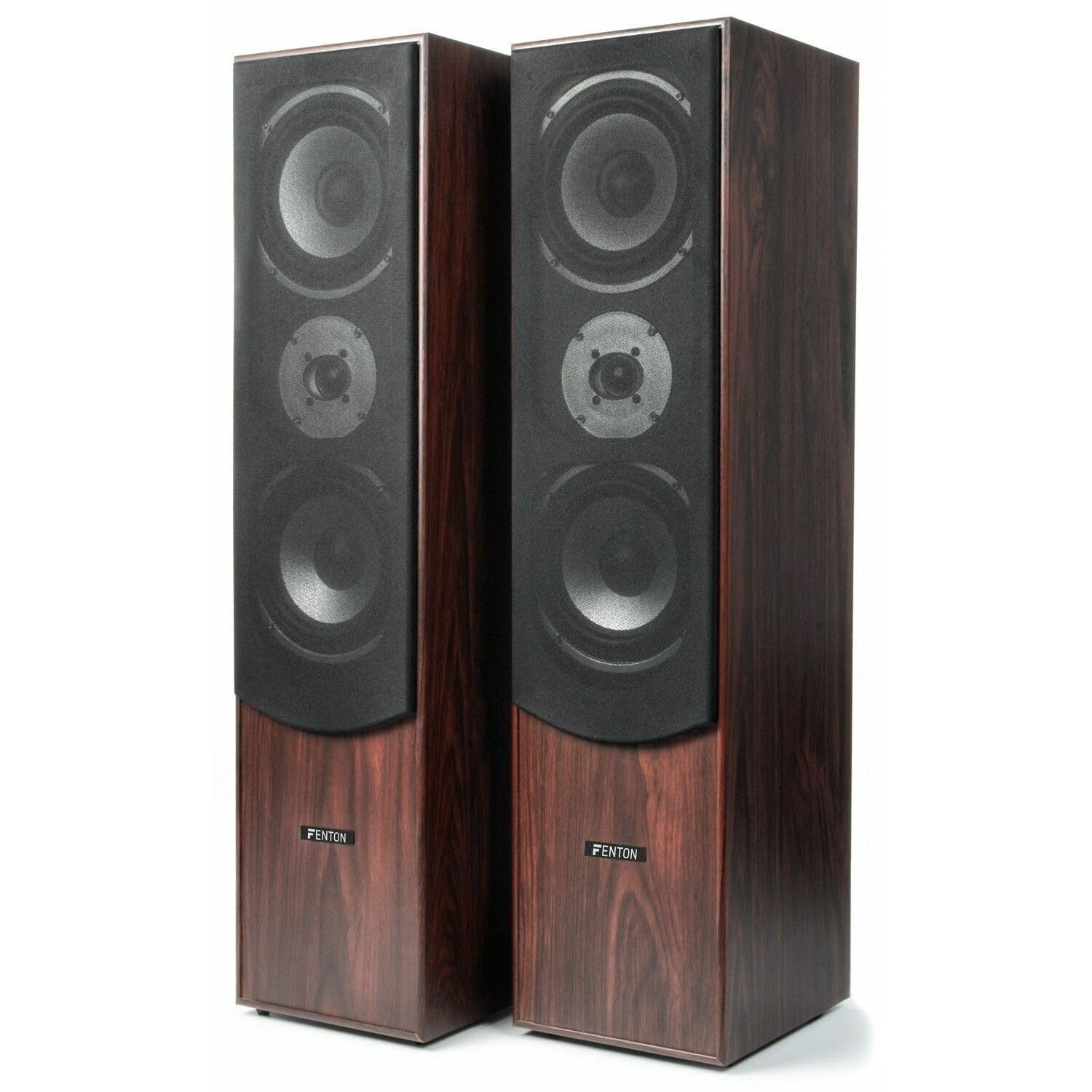 Fenton HF5W 5.0 Home Theater Speaker System - 335W Walnut Wood Bookshelf Speakers (Set of 5) - High-Quality Audio for Movies, Music & Gaming - Perfect for Living Room, Home Theater & Entertainment Spaces