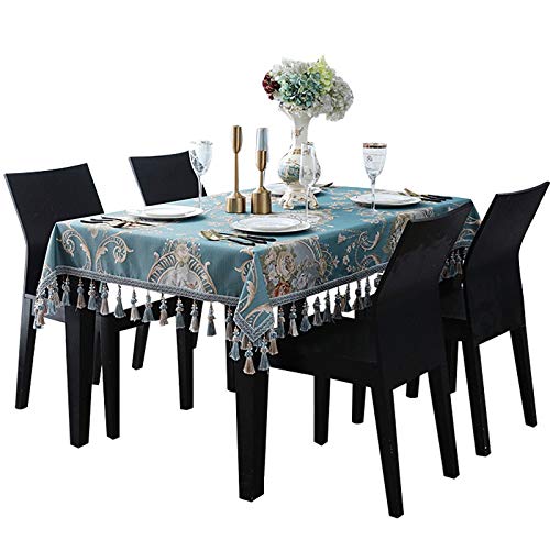 UHNGE-ER Waterproof Tablecloth - European Rustic Style Handmade Rectangular Table Cover (Blue 110x170cm) - Perfect for Dining Room, Kitchen, Outdoor Picnics & Party Decorations