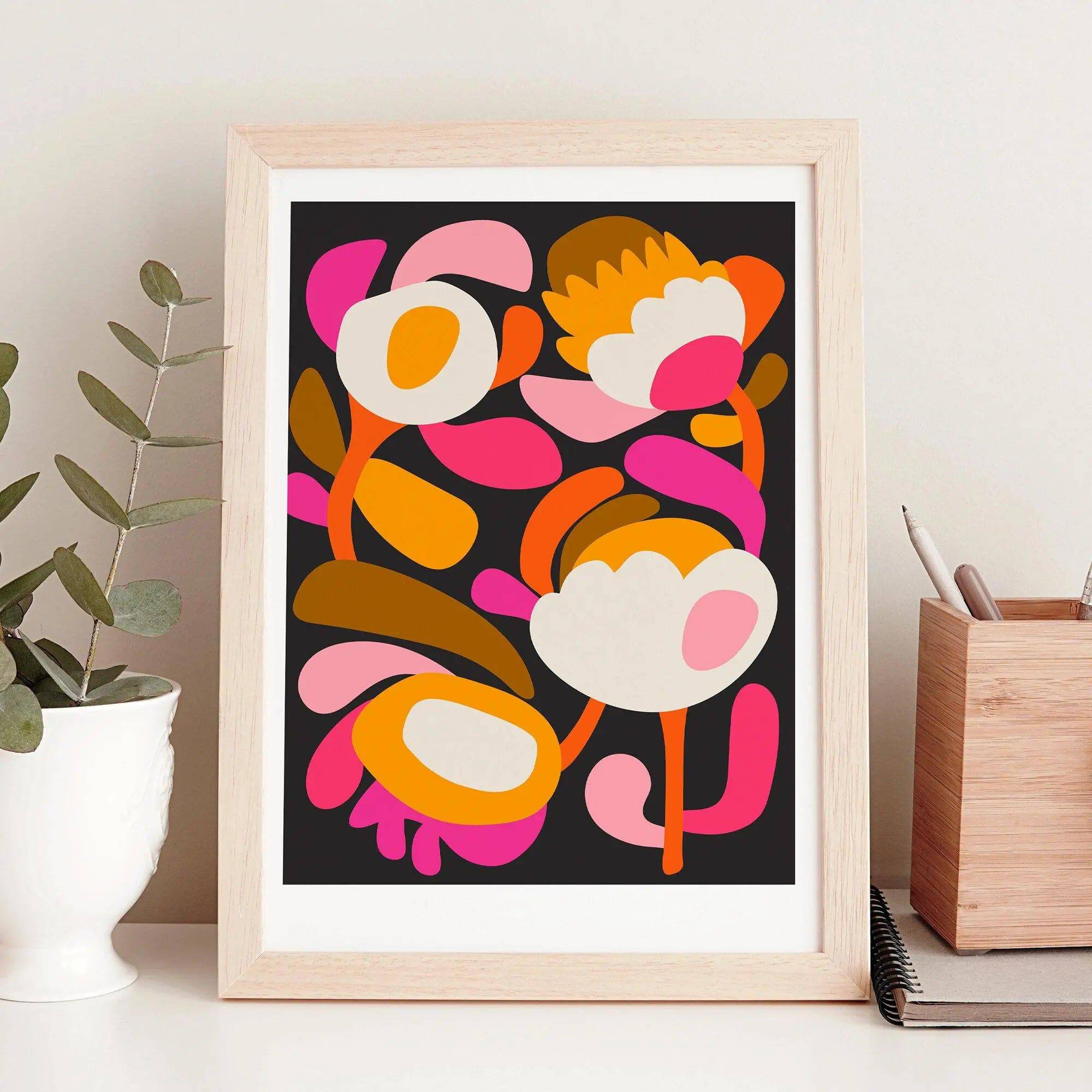 Modern Scandinavian Flower Wall Art Print - Handmade Canvas Painting for Living Room, Bedroom & Office Decor - Perfect for Home & Office Wall Decor