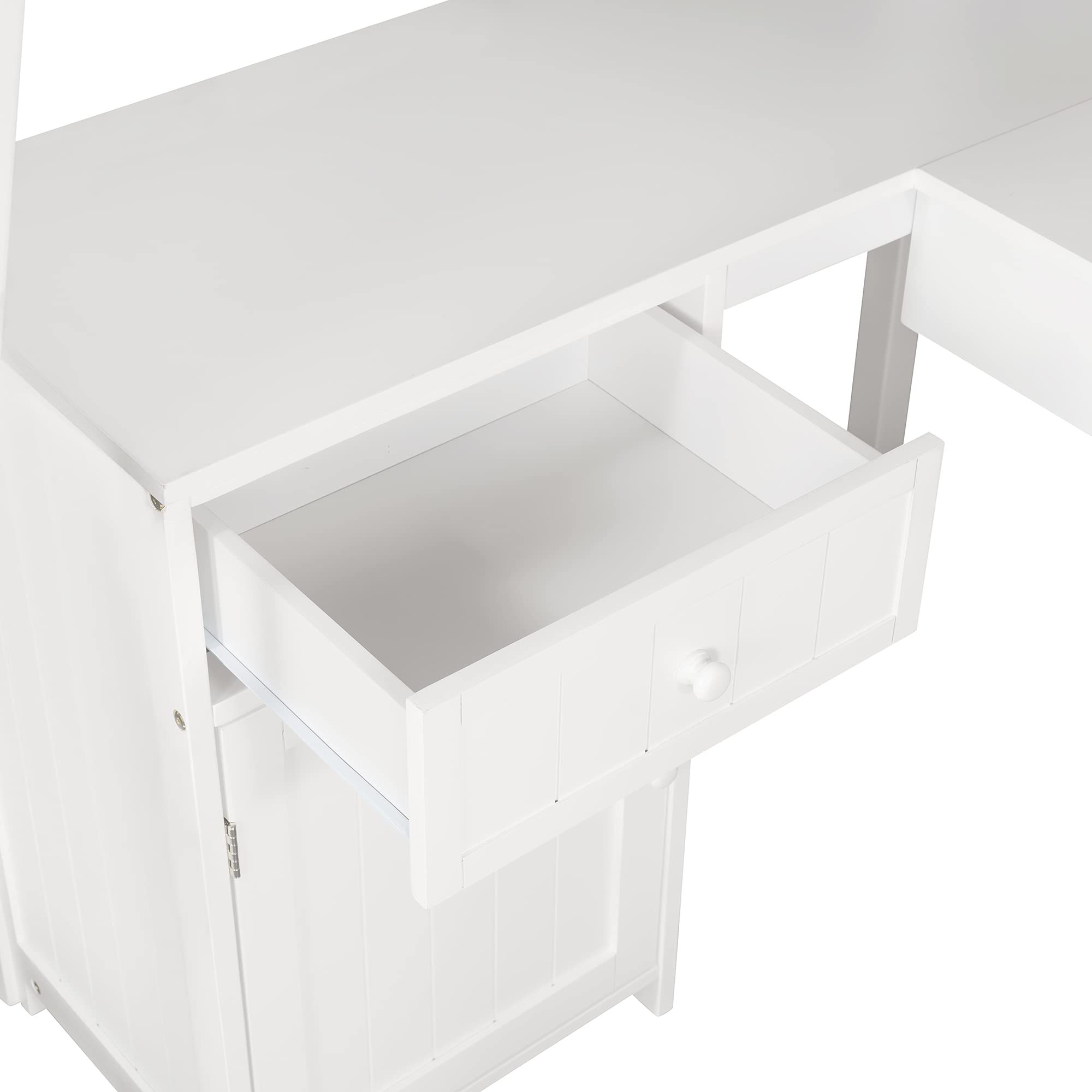 **Twin Size Wooden Loft Bed for Kids with Desk, Drawers, Cabinet & Shelves - Space-Saving Multi-Functional Bed Frame - Perfect for Small Bedrooms, Dorms & Kids' Rooms (White)**
