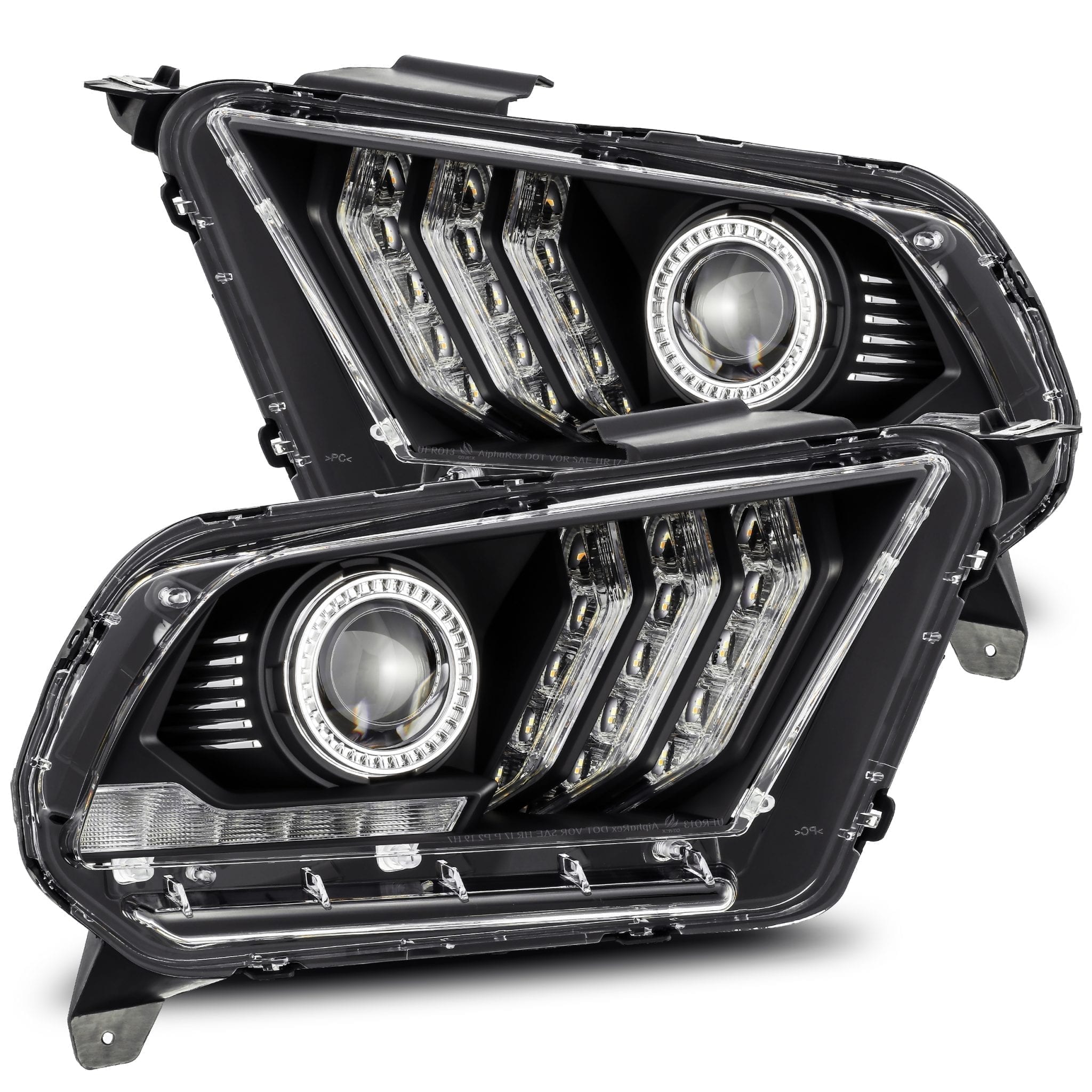 2010-2012 Ford Mustang LUXX Series LED Projector Headlights - Black Alpha Rex 880115 - High Performance Lighting for Night Driving & Car Customization
