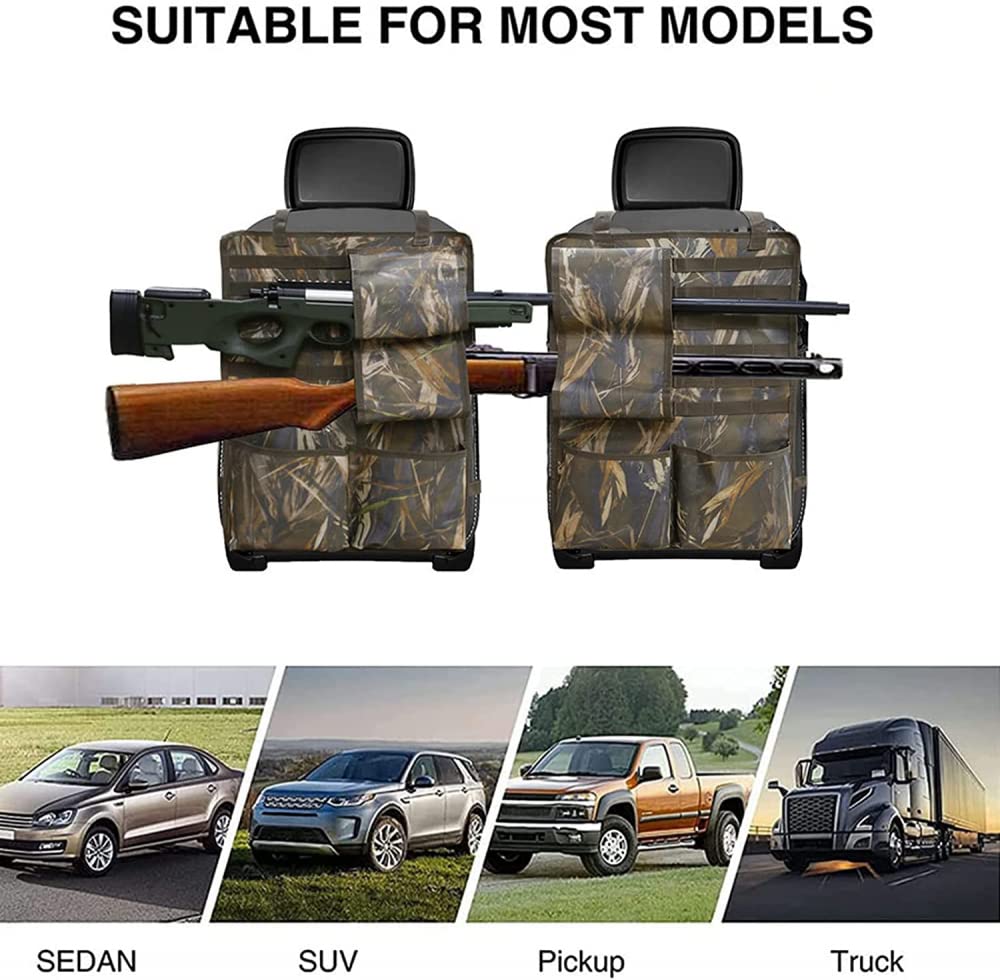 2-Piece Tactical Car Seat Back Gun Rack Organizer - Secure Automotive Rifle & Shotgun Holder with MOLLE System - Vehicle Gun Storage for Truck, SUV, Jeep - Perfect for Hunting, Road Trips & Outdoor Adventures