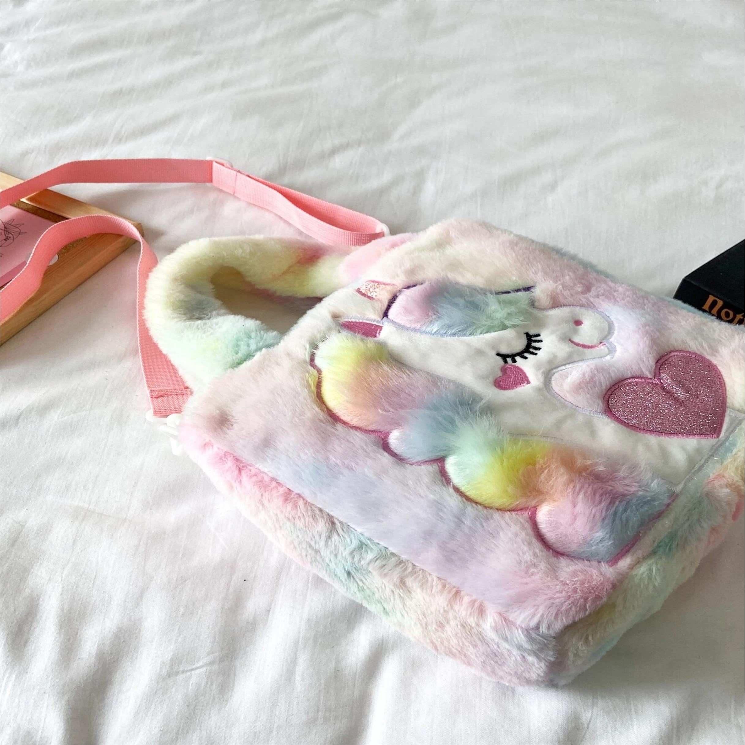**Stylish Unicorn Shoulder Bag for Girls - Cute Fur Sling Bag, Easy to Carry, Perfect Birthday Gift & School Accessory - Ideal for School, Travel & Everyday Use**
