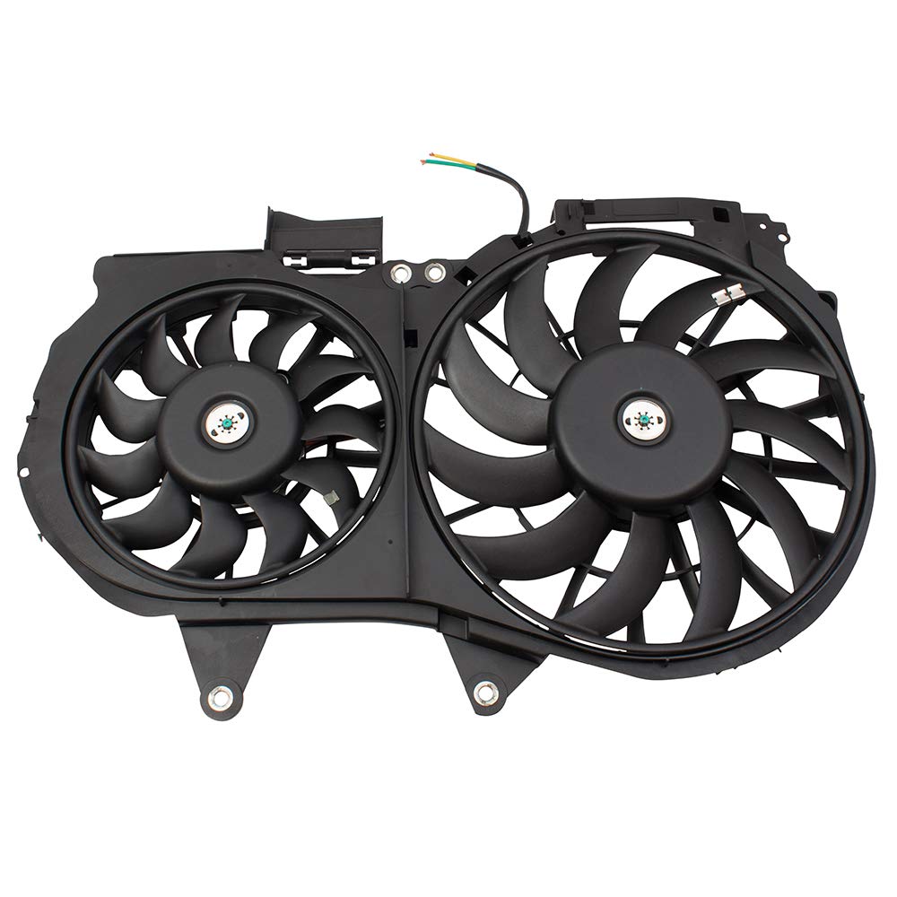 Brock Replacement Dual Cooling Fan Assembly for 2002-2009 Audi A4, A4 Quattro & A4 Cabriolet 4-Cylinder - Compatible with Part Numbers 8E0121207F & AU3115107 - Perfect for Engine Cooling System Repair & Maintenance