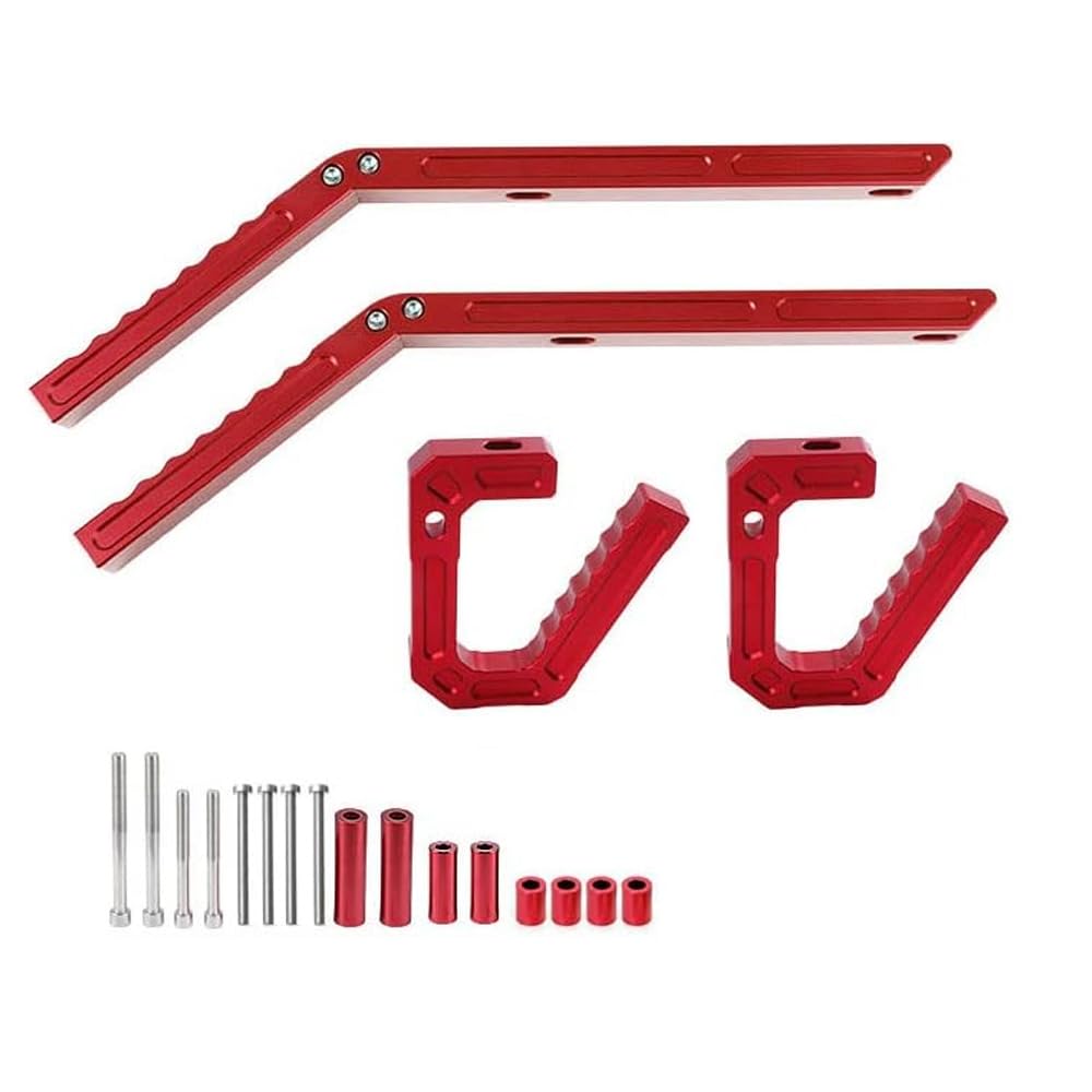 **2007-2018 Jeep Wrangler JK Aluminum Front & Rear Grab Handles Kit (Red/Silver) - Heavy-Duty Off-Road Assist for Climbing & Exiting**    *(Use Case: Perfect for off-road adventures, daily driving, and assisting passengers when entering/exiting your Jeep Wrangler JK.)*