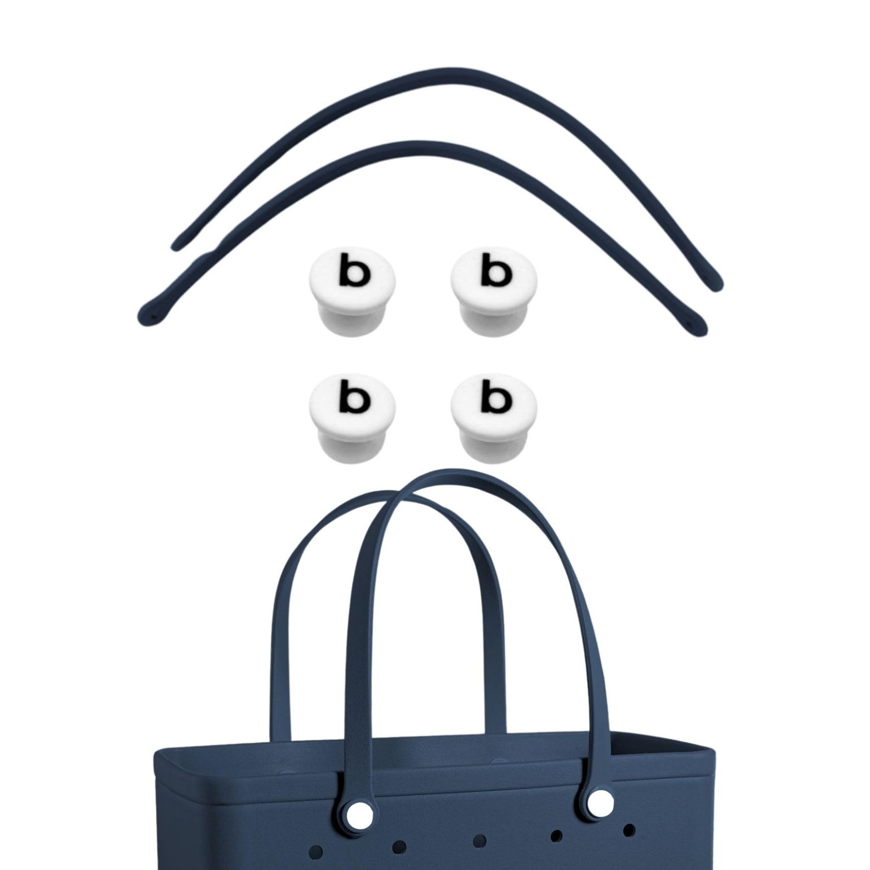 Replacement Straps for Rubber Beach Bag - Heavy Duty Replacement Handles with 4 Snaps for EVA Bags (Navy Blue, Large/XL Size) - Perfect for Beach Totes, Pool Bags & Waterproof Carryalls