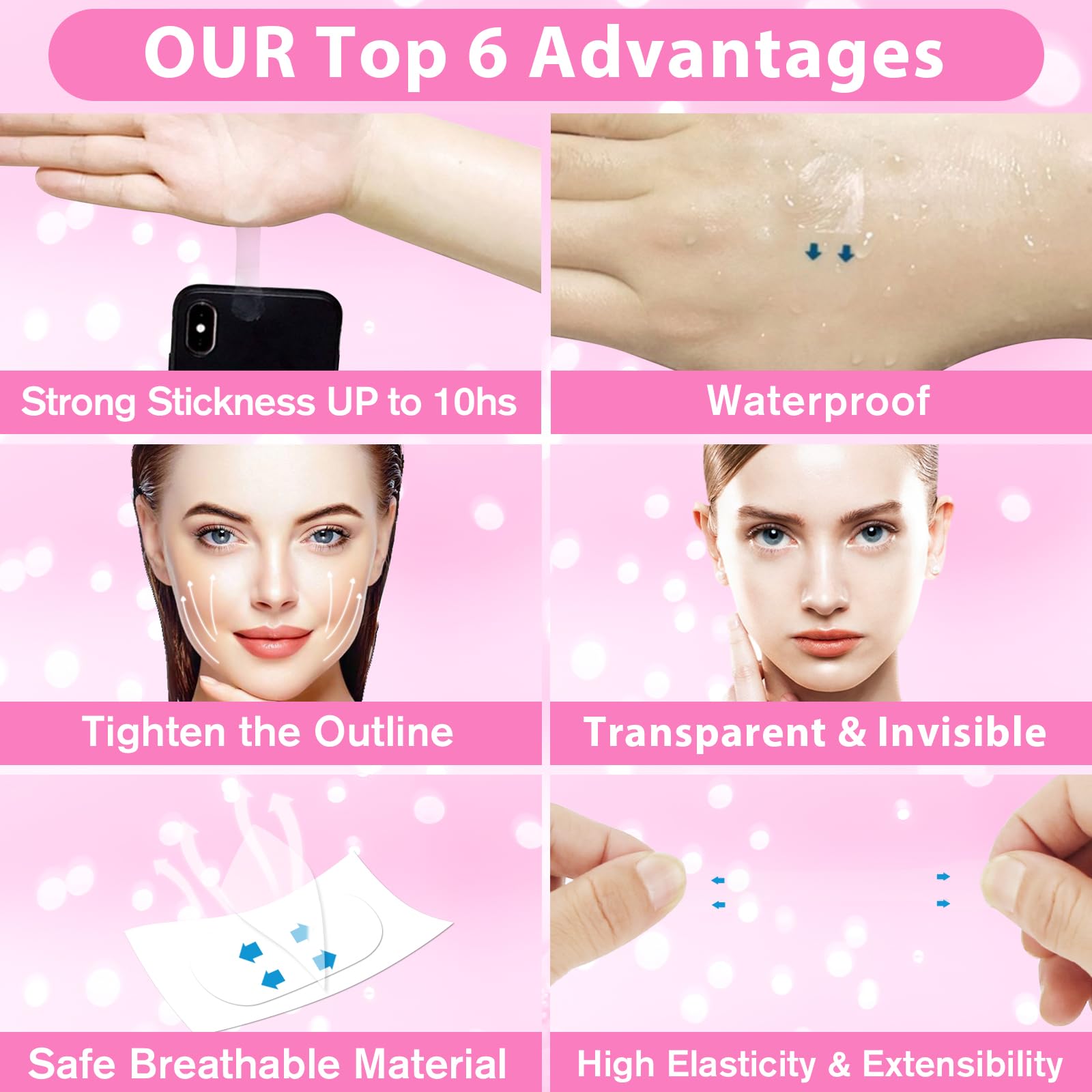 200PCS Invisible Face Lift Tape - Instant Neck & Facial Lifting Tape for Jowls, Wrinkles & Double Chin | Makeup Friendly Facelift Solution for Saggy Skin | Perfect for Special Occasions & Daily Beauty Routine