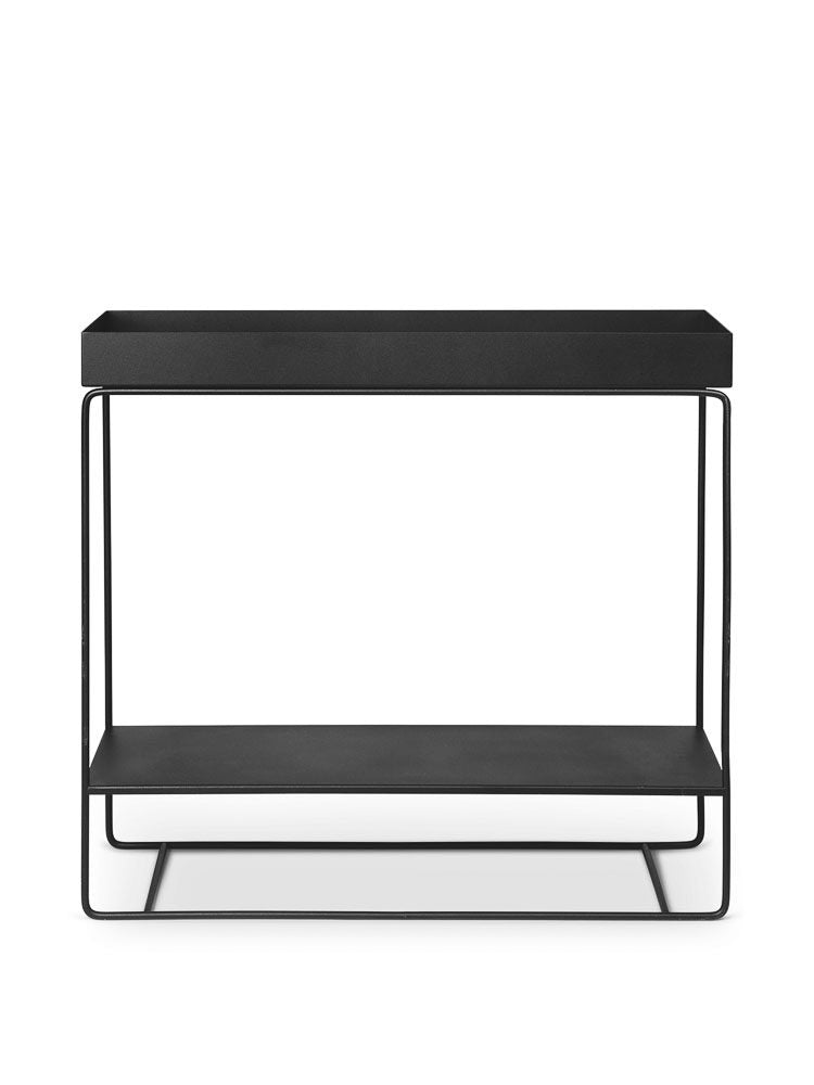FERM LIVING Two-Tier Plant Stand Console Table - Modern Black Metal Shelf for Indoor Plants, Home Decor | Perfect for Living Room, Entryway, or Office Space