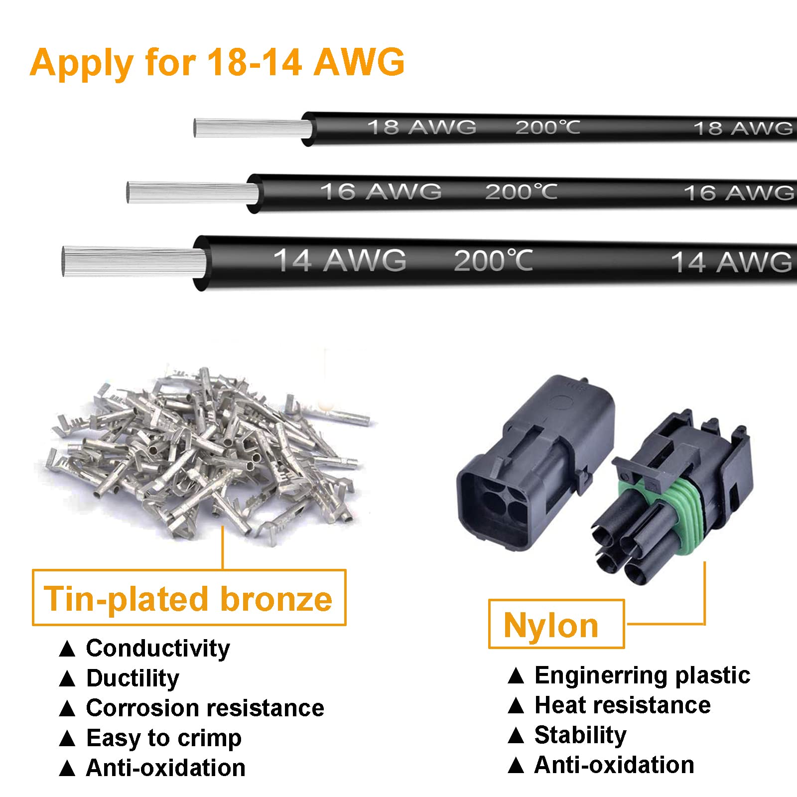 26-Pin Weatherproof Automotive Connector Kit - 1/2/3/4 Pin 18-14 AWG for Car Wiring & Marine Use