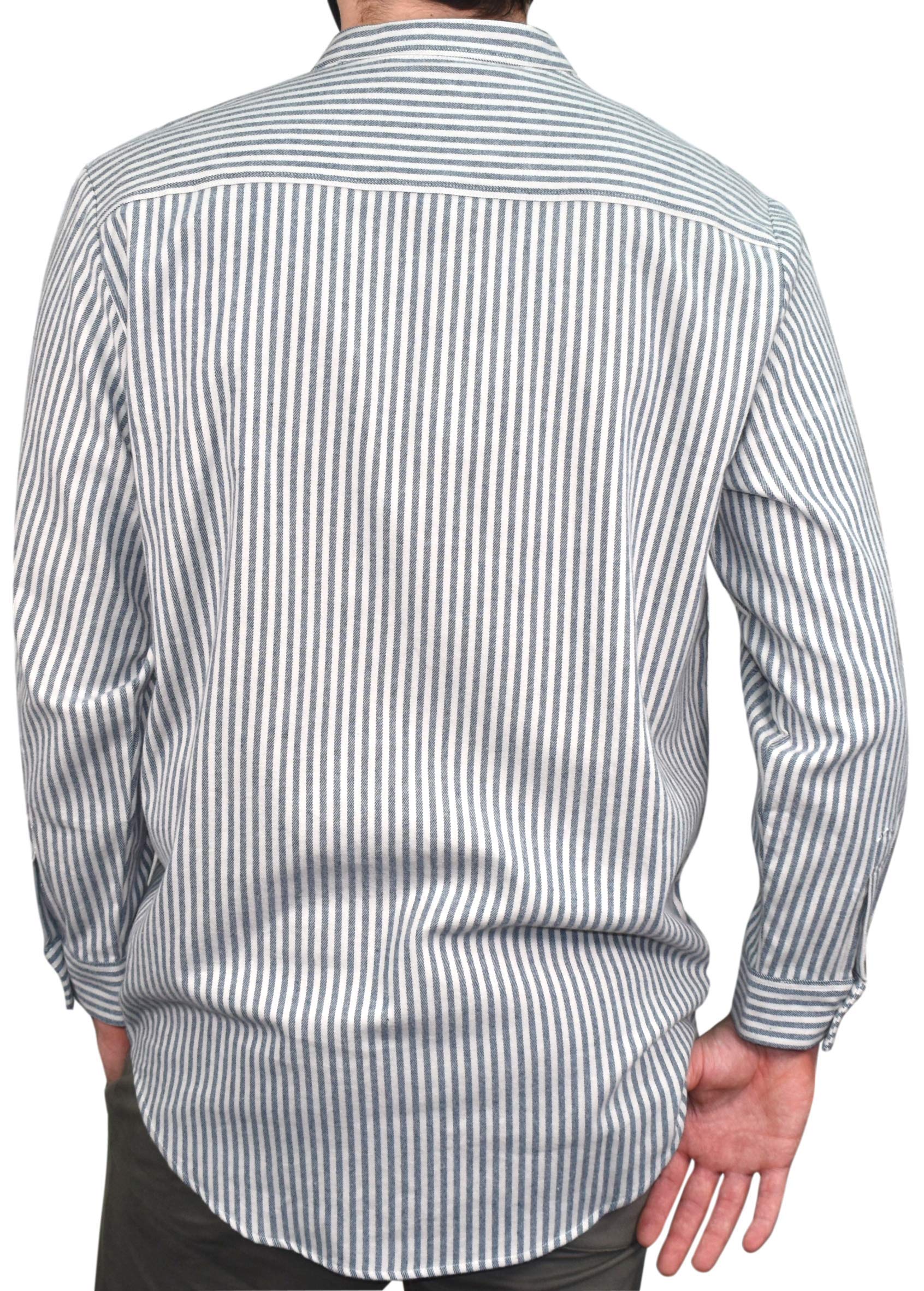 Men's Classic Flannel Cotton Grandfather Shirt - Vintage Plaid Button-Up for Casual Wear, Outdoor Activities & Cozy Loungewear