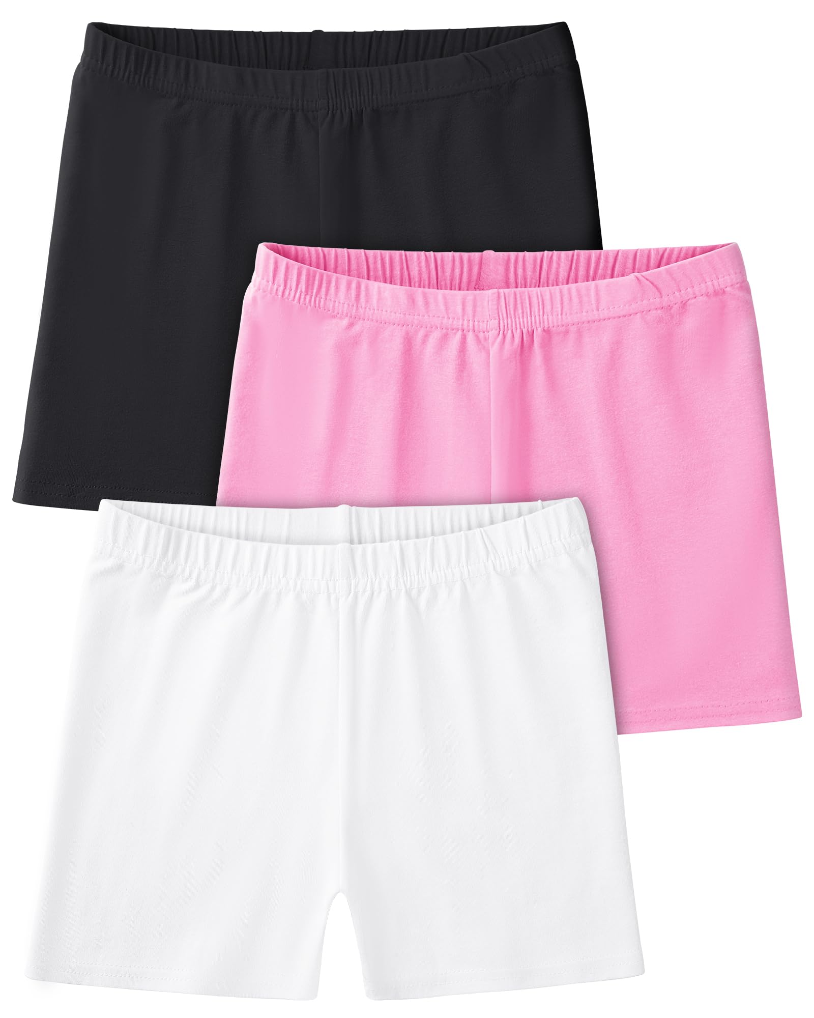 3 Pack Girls Bike Shorts - Cartwheel Shorts for Kids - Soft Cotton Under Dress Shorts - Biker Shorts for Running, Dance, Gymnastics & Play - Perfect for Sports, School & Everyday Wear