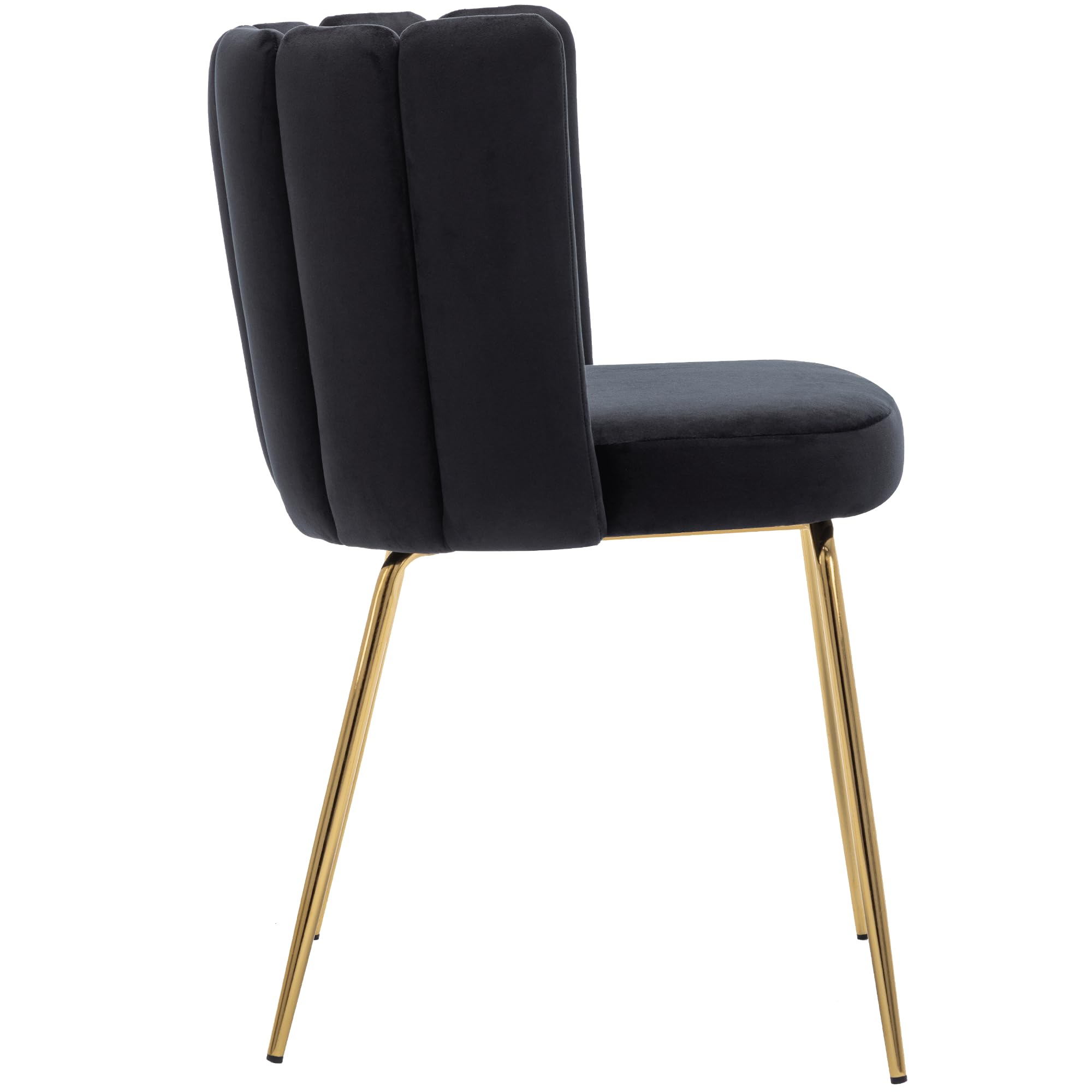 Velvet Barrel Dining Chairs Set of 2 - Modern Upholstered Accent Chairs with Gold Metal Legs for Kitchen, Living Room & Dining Room - Elegant Black Seating for Home Decor & Entertaining