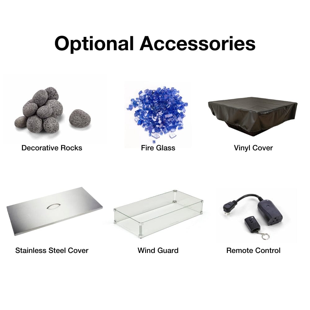 HPC Linear Trough Gas Fire Pit Insert with Electronic On/Off Ignition - Outdoor Patio Heating Solution for Backyard, Deck & Poolside Gatherings