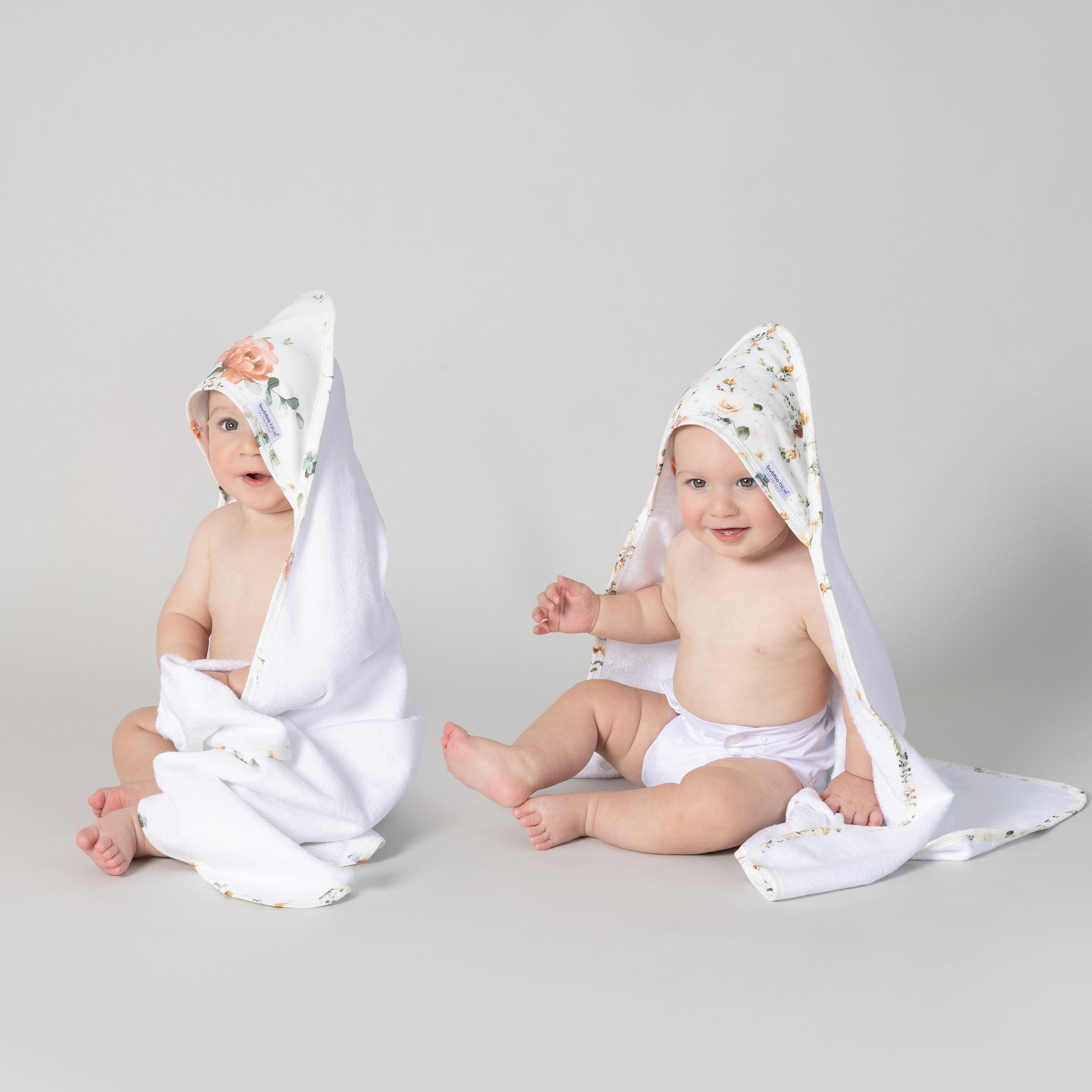 Soft & Absorbent Peonies Bamboo 2-Pack Hooded Baby Towels for Bath Time, Swimming & Spa - Hypoallergenic & Eco-Friendly