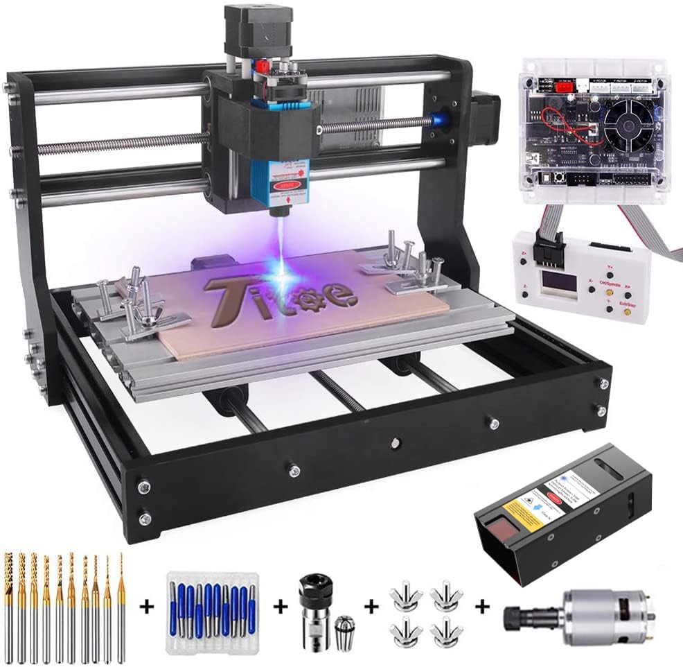 2 in 1 20W CNC 3018 Pro Engraving & Router Machine - 3 Axis GRBL Control DIY Kit with Extension Rod & Offline Controller - Perfect for Wood, Acrylic, PCB Engraving & Small DIY Projects