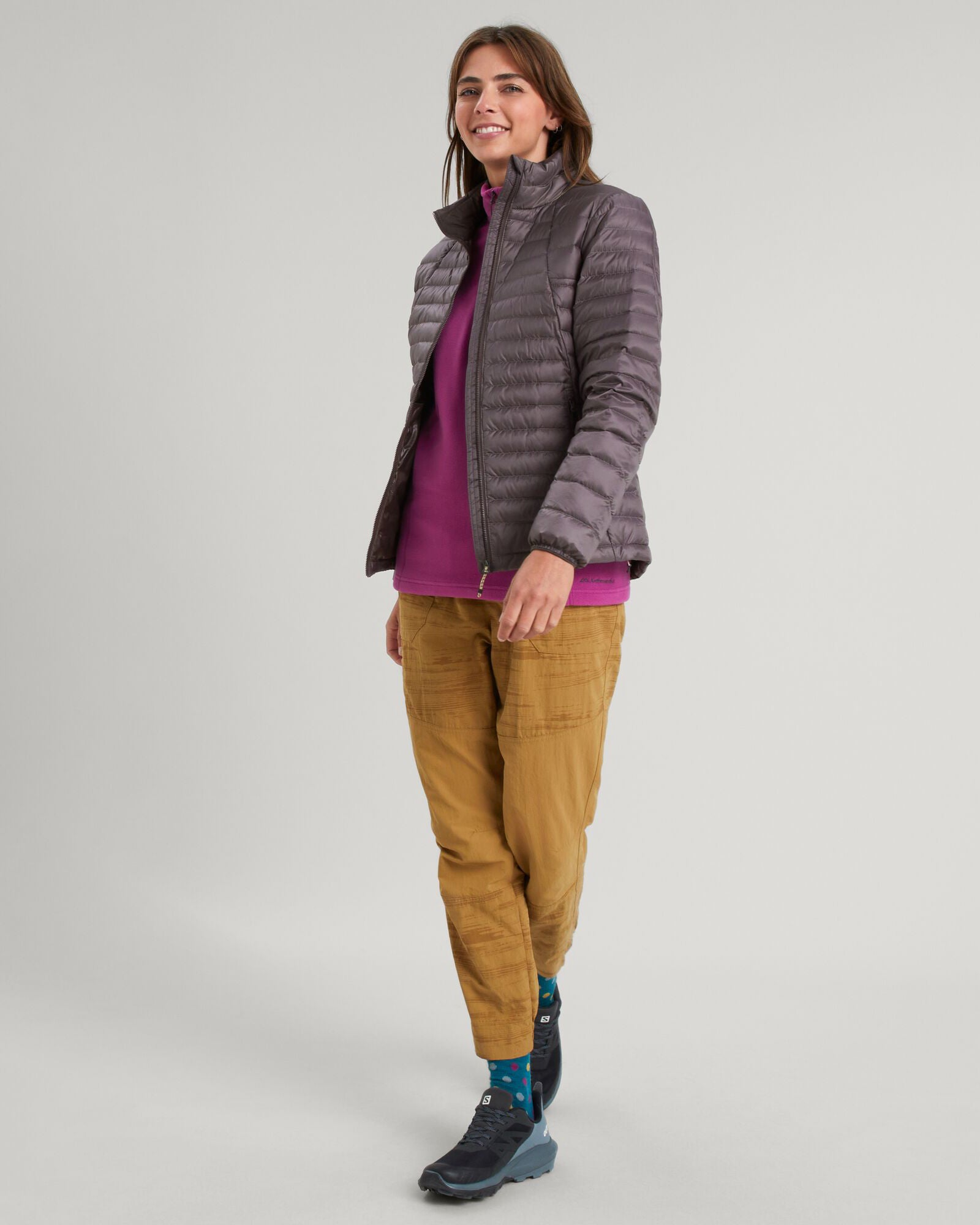Women's Lightweight Heli R Down Jacket - Light Quartz Color | Warm Winter Coat for Outdoor Activities & Travel