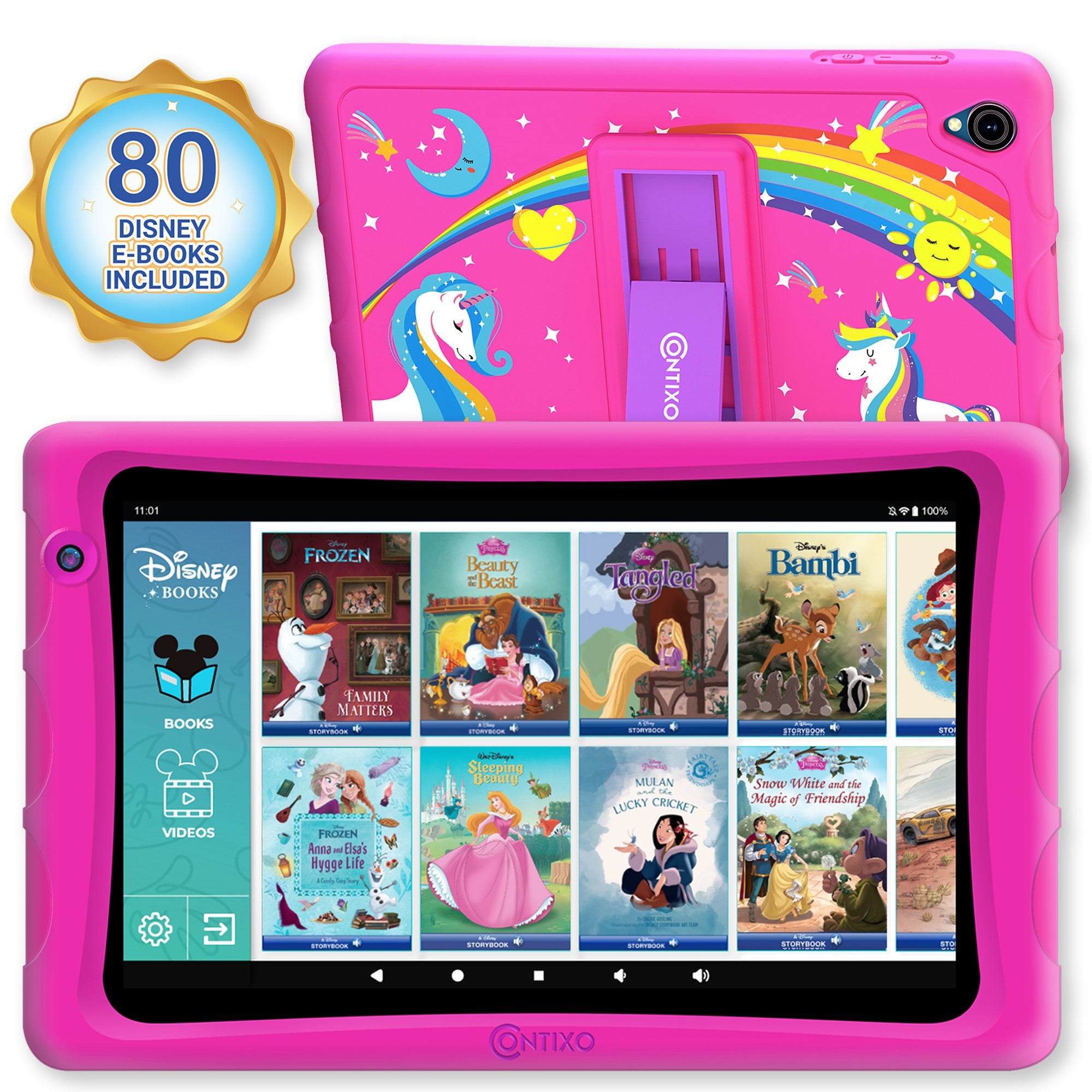 Contixo K81 8 Inch Kids Tablet with Disney eBooks Collection - Pink | Educational & Entertainment Tablet for Children, Perfect for Learning, Reading & Playtime