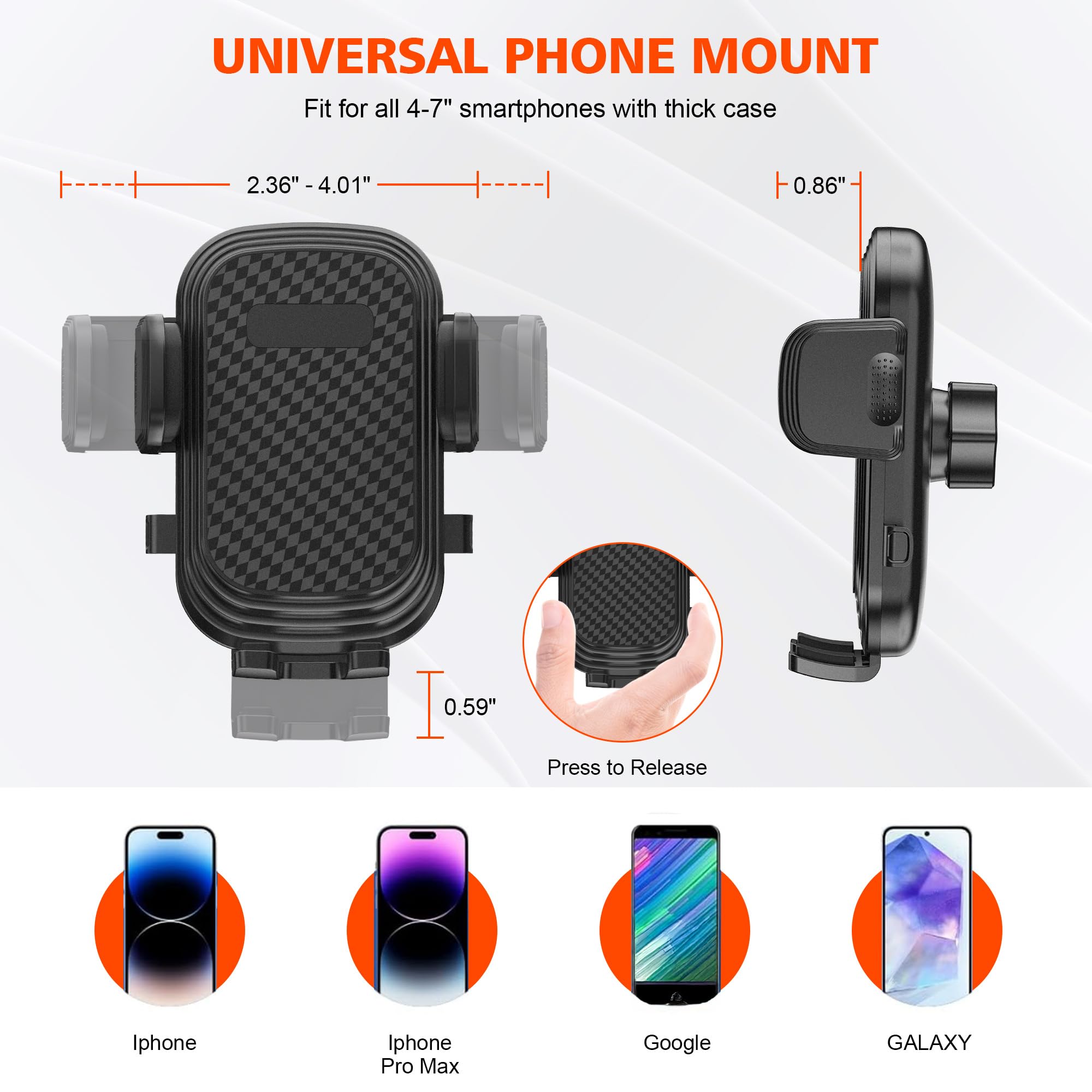 2 in 1 Adjustable Car Cup Holder Phone Mount - Universal 4-7
