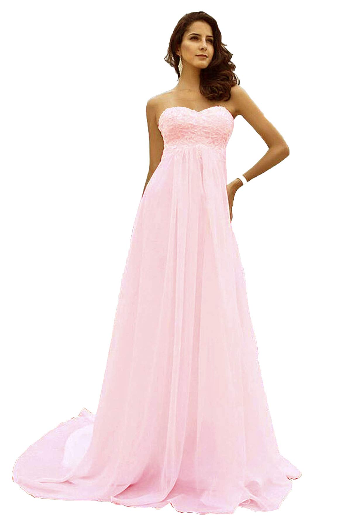 Plus Size Beach Wedding Dress for Women – Elegant Long Lace Chiffon Bridal Gown with Pearl Details | Perfect for Destination Weddings, Beach Ceremonies & Boho Bridal Styles