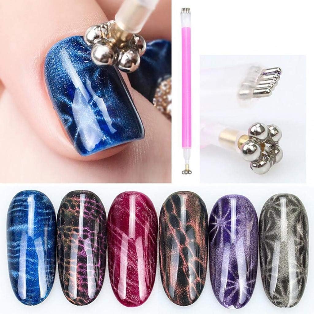 Professional Nail Magnet Tool Set - Double Head Flower Design Magnet Pens & Strong Magnet Stick for Cat Eye Gel Polish Nail Art | Perfect for Salon, Home Manicure & DIY Nail Designs