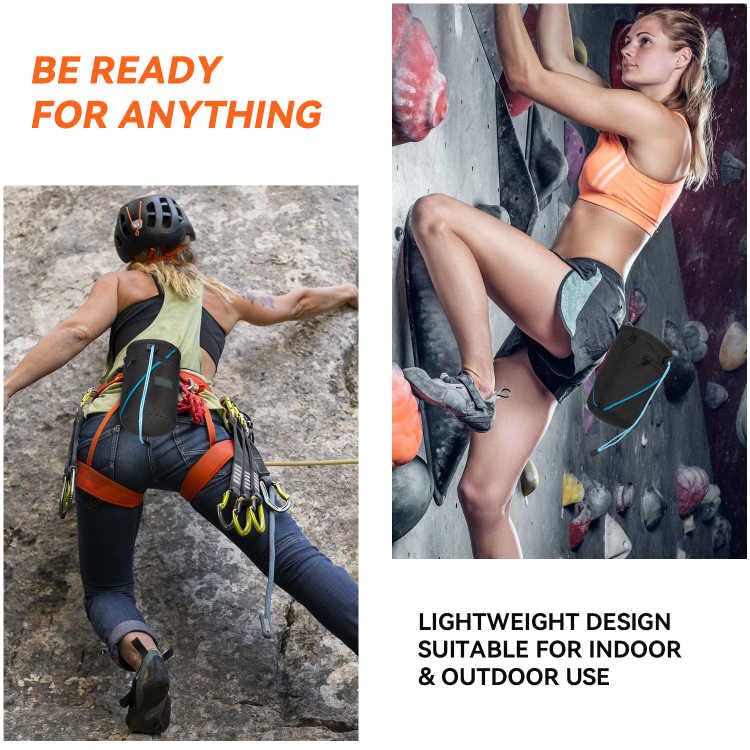 Premium Chalk Bag for Rock Climbing & Bouldering - Durable Chalk Bucket with 2 Large Zippered Pockets | Perfect for Indoor Climbing Gyms & Outdoor Adventures