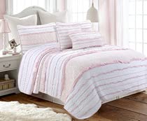 Pretty Pink Quilt Set 2 Piece 100% Cotton Twin Size Bedding - Soft & Breathable Comforter for Girls Bedroom, Dorm Room Decor, Cozy Sleep Solution