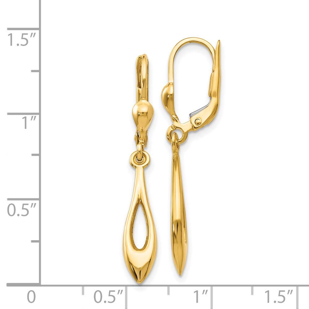 14K Yellow Gold Drop Dangle Earrings for Women - 36mm Elegant Design - Perfect for Parties, Weddings & Special Occasions