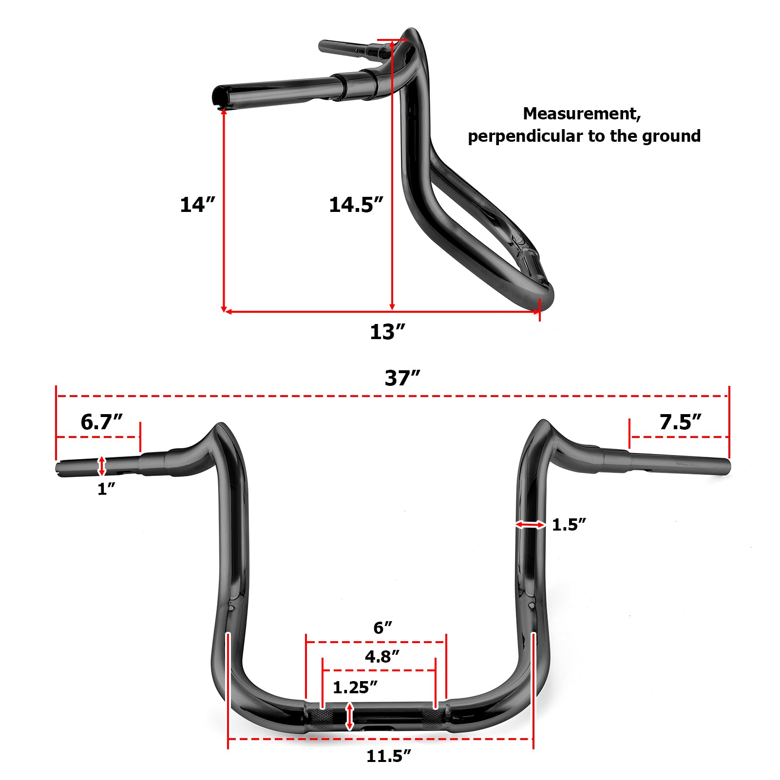 2020+ Indian Challenger Gloss Black Bagger Handlebar - 1.5 Inch Diameter, 14 Inch Rise | Premium Motorcycle Accessories for Comfortable Long-Distance Cruising